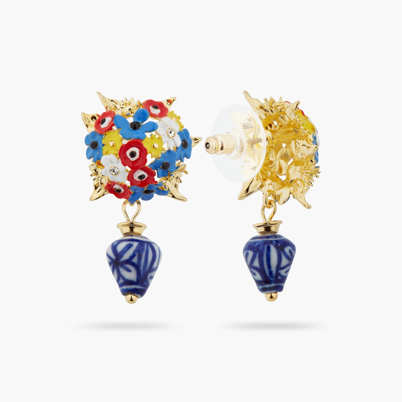 Flower Bouquet And Ceramic Bead Earrings | ATPO1081 - Les Nereides