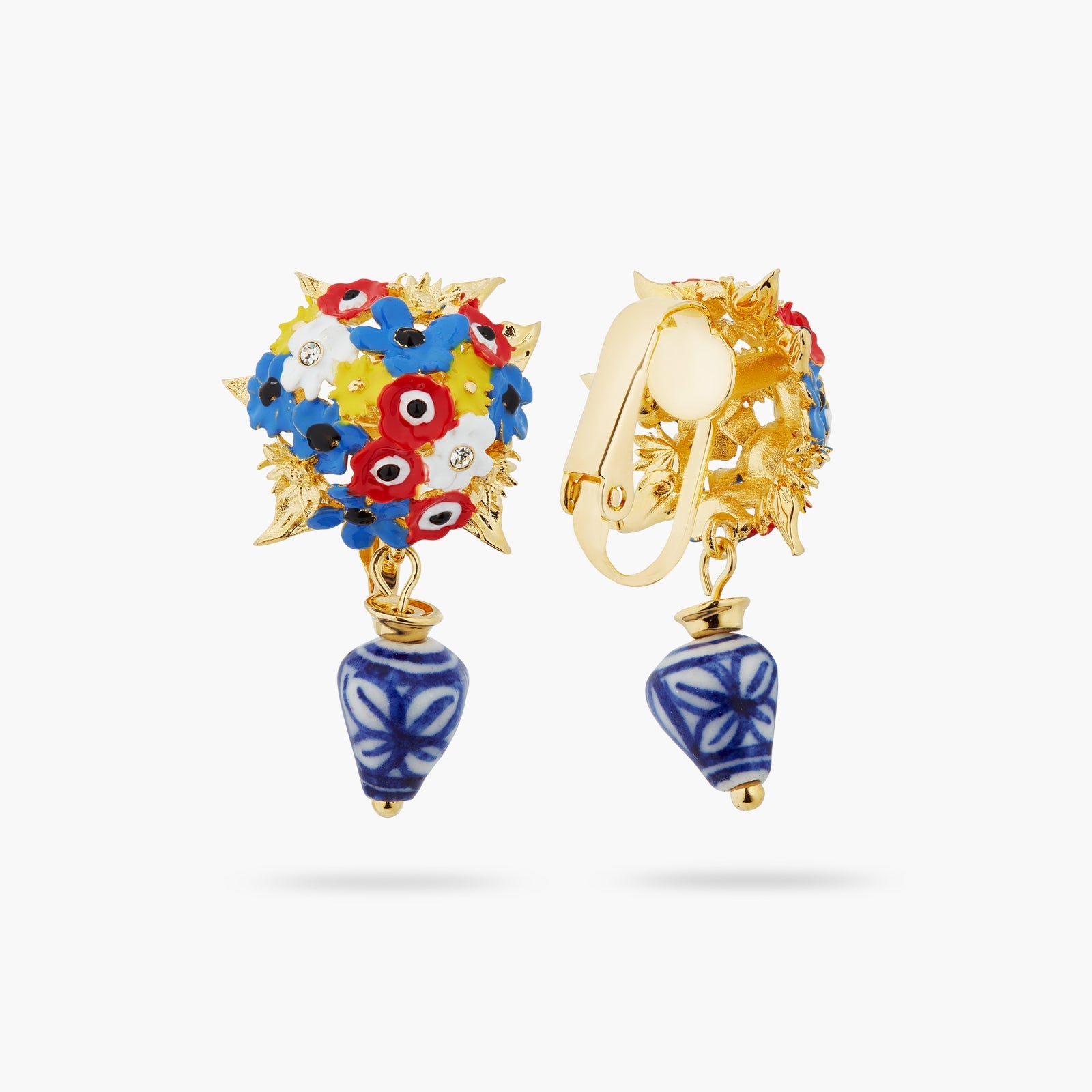 Flower Bouquet And Ceramic Bead Earrings | ATPO1081 - Les Nereides
