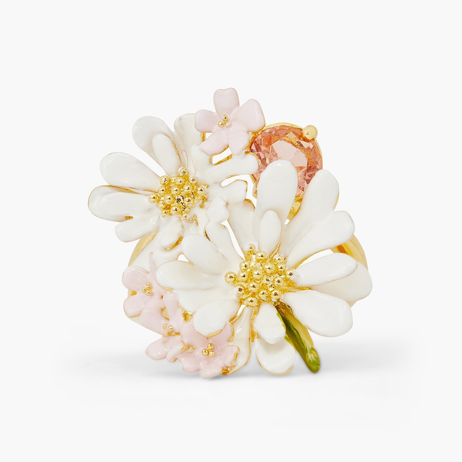 Flower Bouquet And Round Stone Cocktail Ring | ATBP6031 - Les Nereides