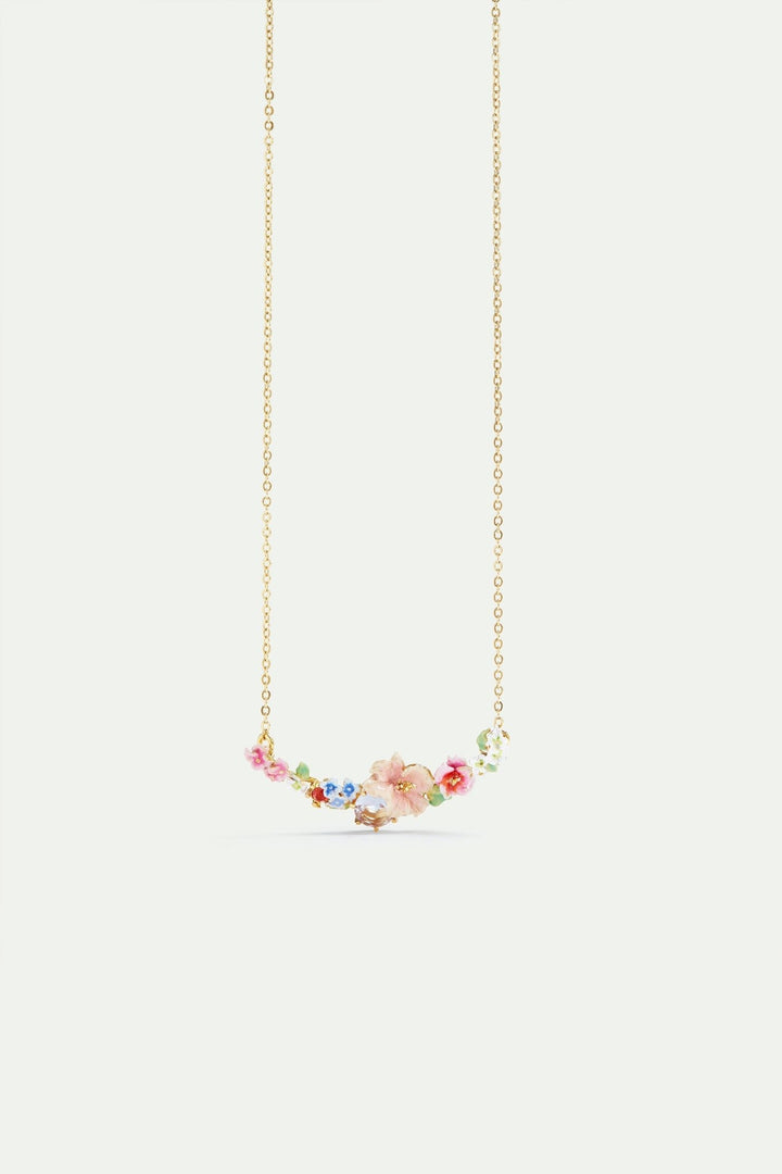 Flower bouquet and round stone statement necklace | AVJH3021 - Les Nereides