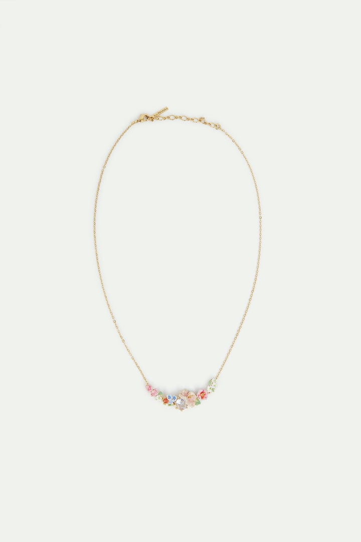 Flower bouquet and round stone statement necklace | AVJH3021 - Les Nereides