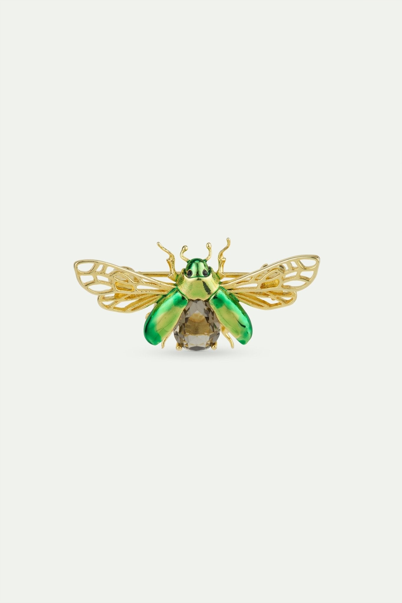 Flying Green Rose Chafer Brooch With Black Faceted Stone | AWCC5011 - Les Nereides