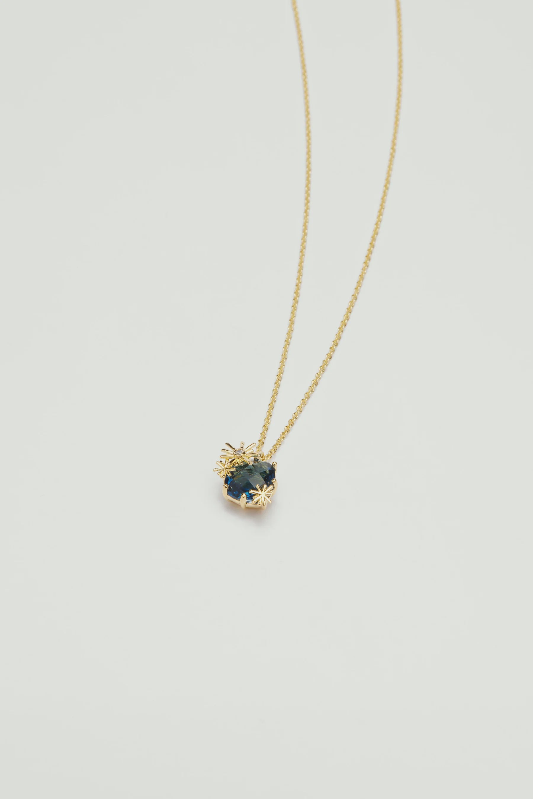 Gold Stars And Square Stone Pendant Necklace | ATET3022