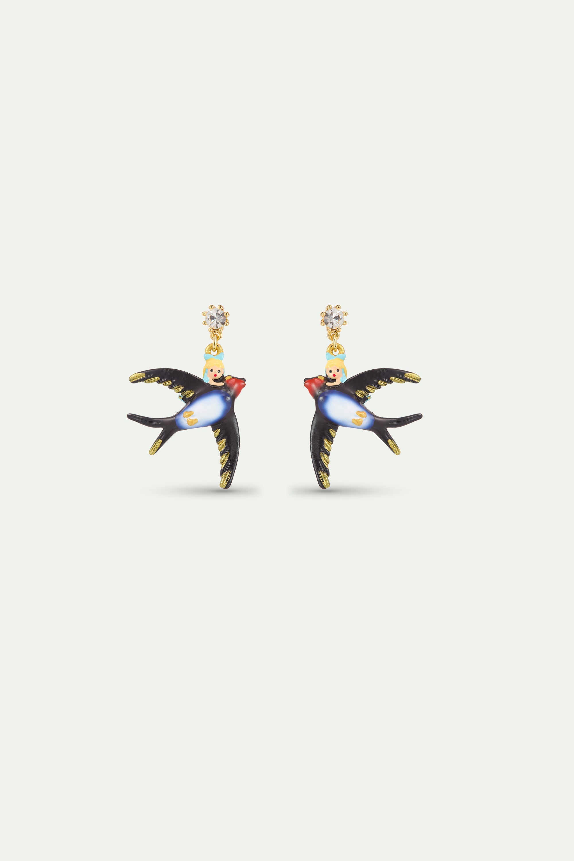 Alice, Swallow And Crystal Earrings | AYCN1011