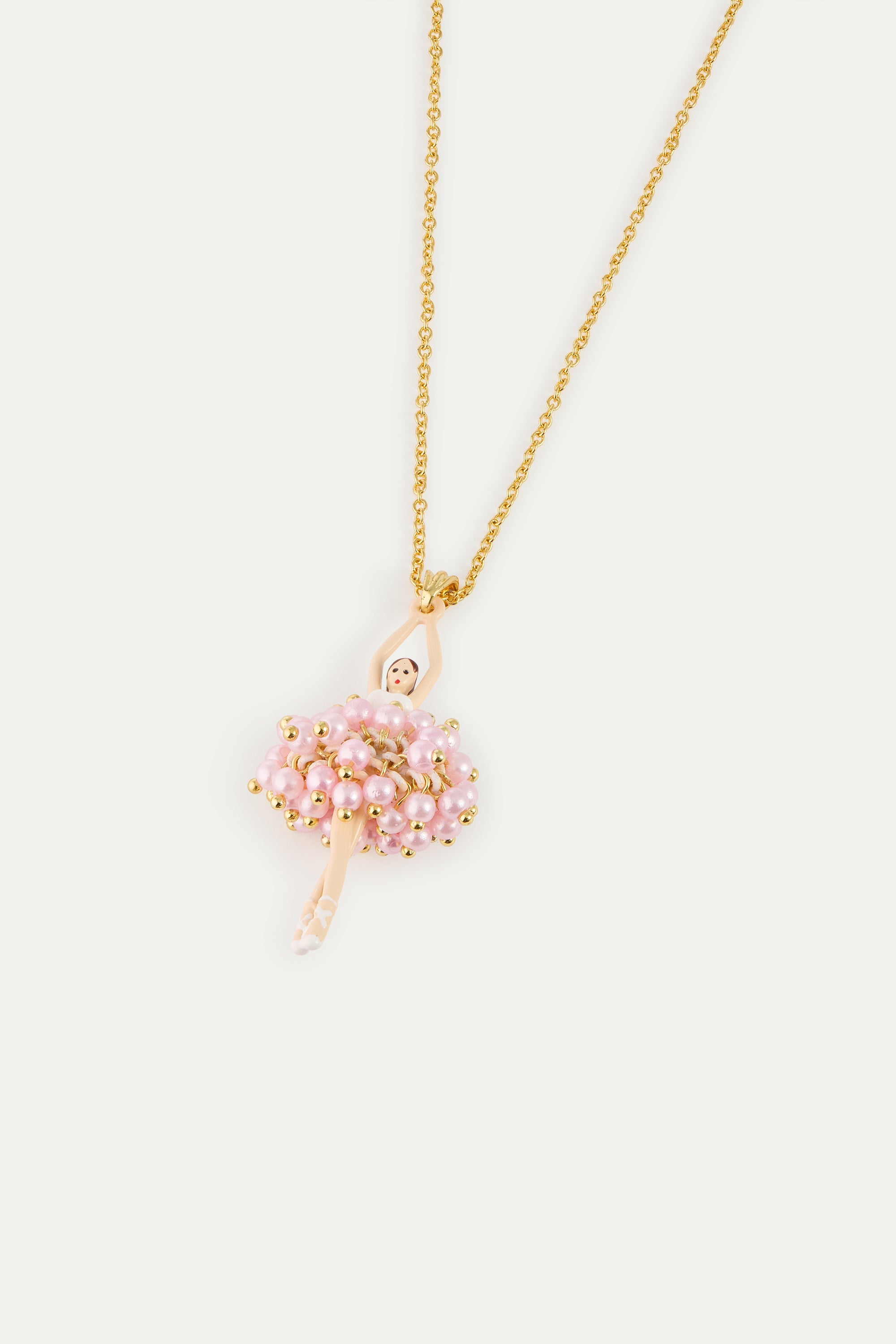 Ballerina Pendant Necklace With Pink Beads And White Crystal | AYDD3591