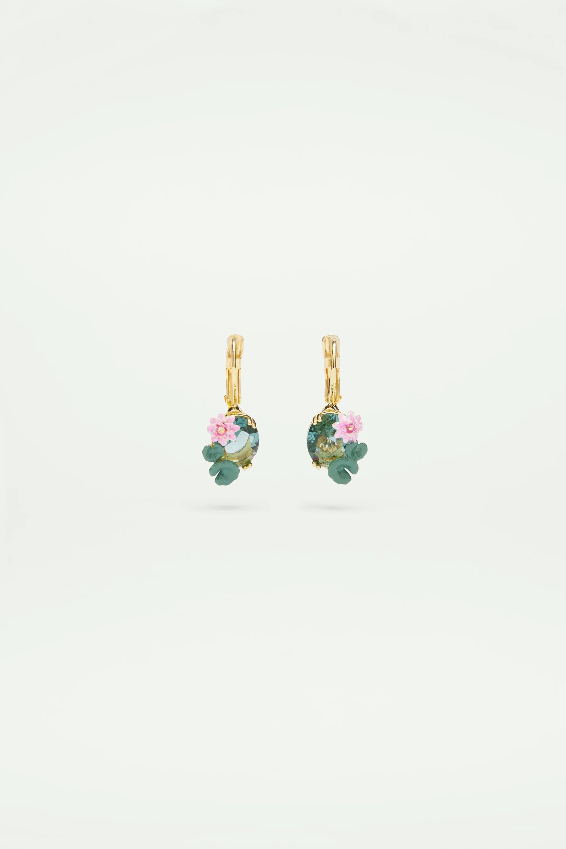 Lotus Flower And Blue Stone Earrings | ATNY1092