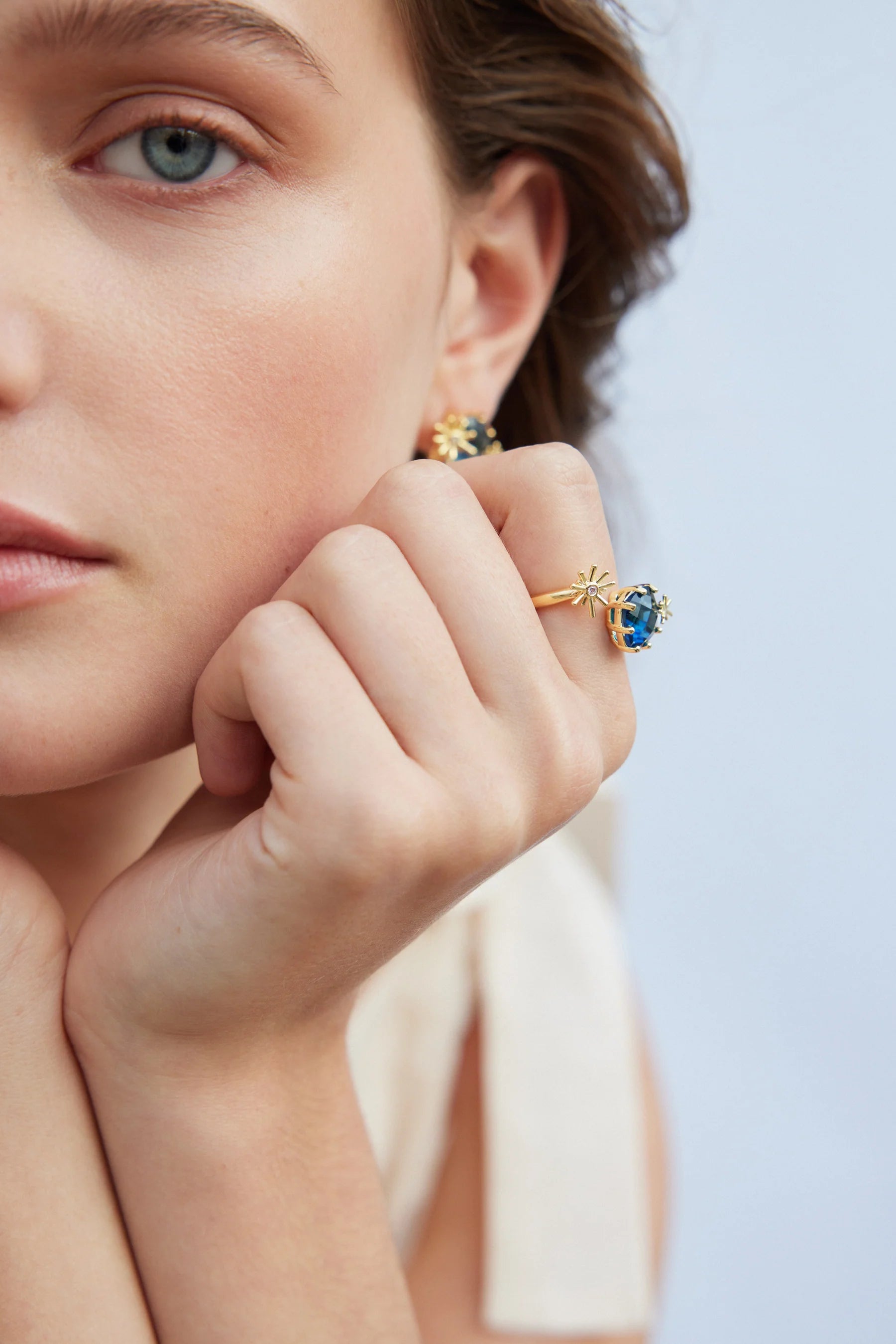 Gold Stars And Square Stone Adjustable You And Me Ring | ATET6012