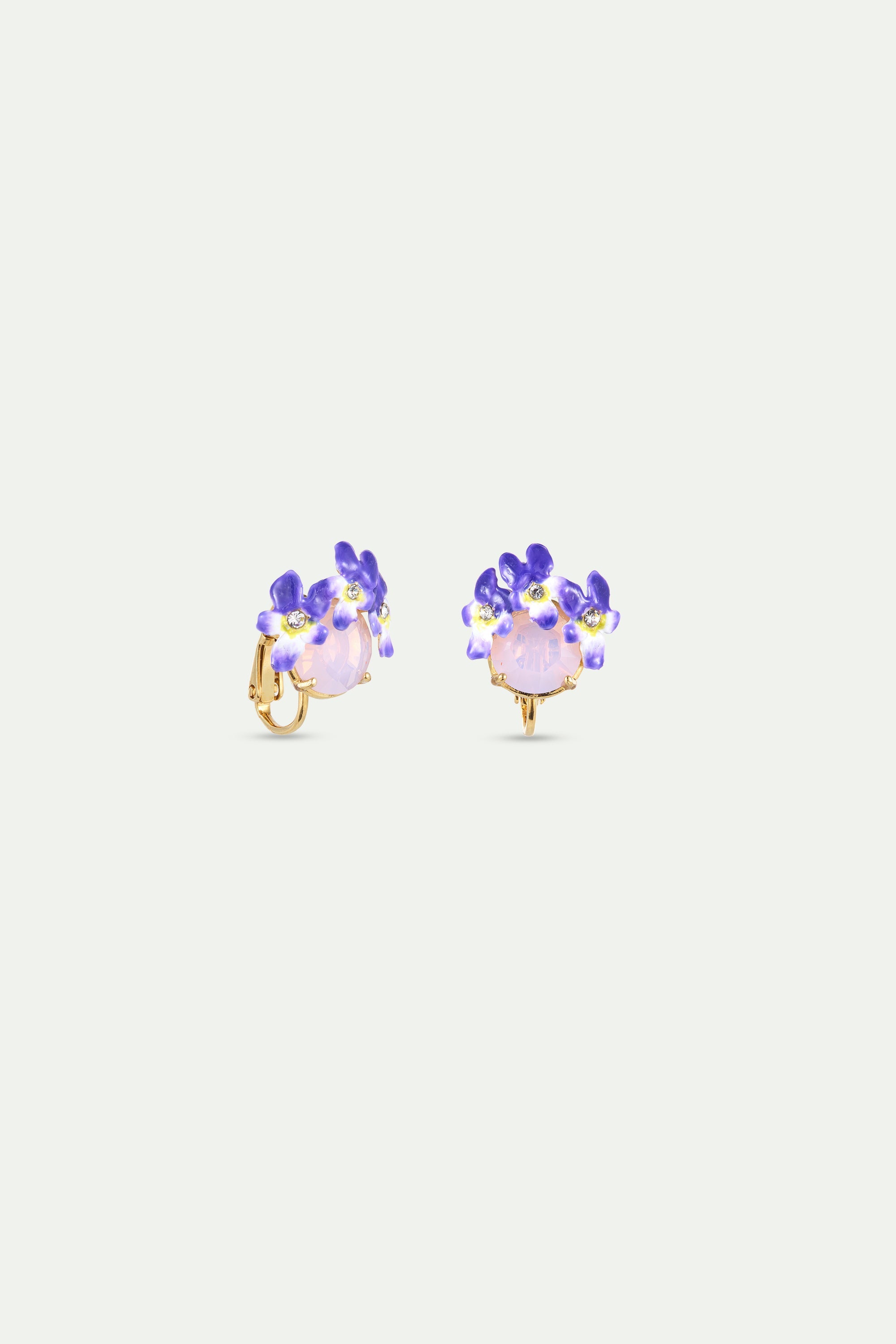 Earrings With Round Pink And Purple Faceted Stones | AYCV1021