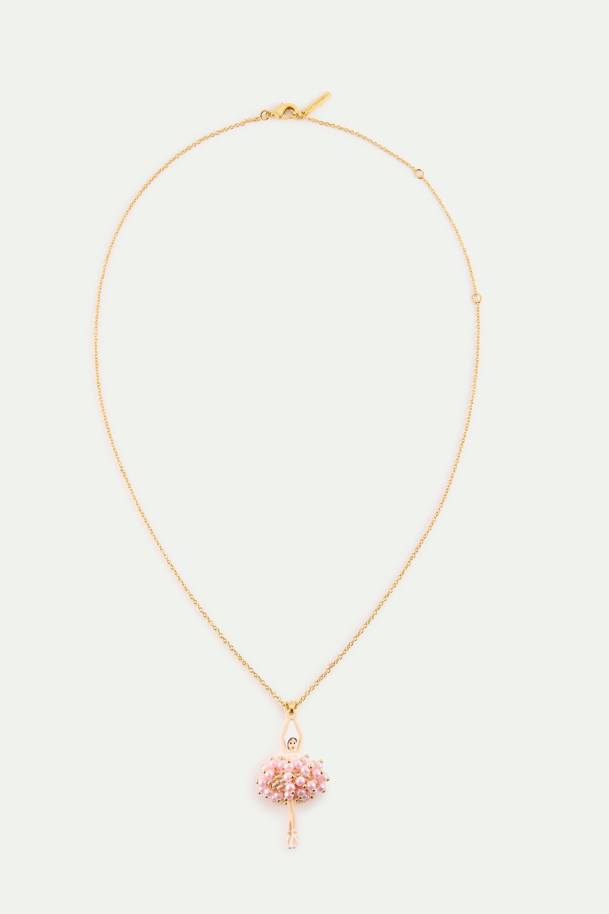 Ballerina Pendant Necklace With Pink Beads And White Crystal | AYDD3591