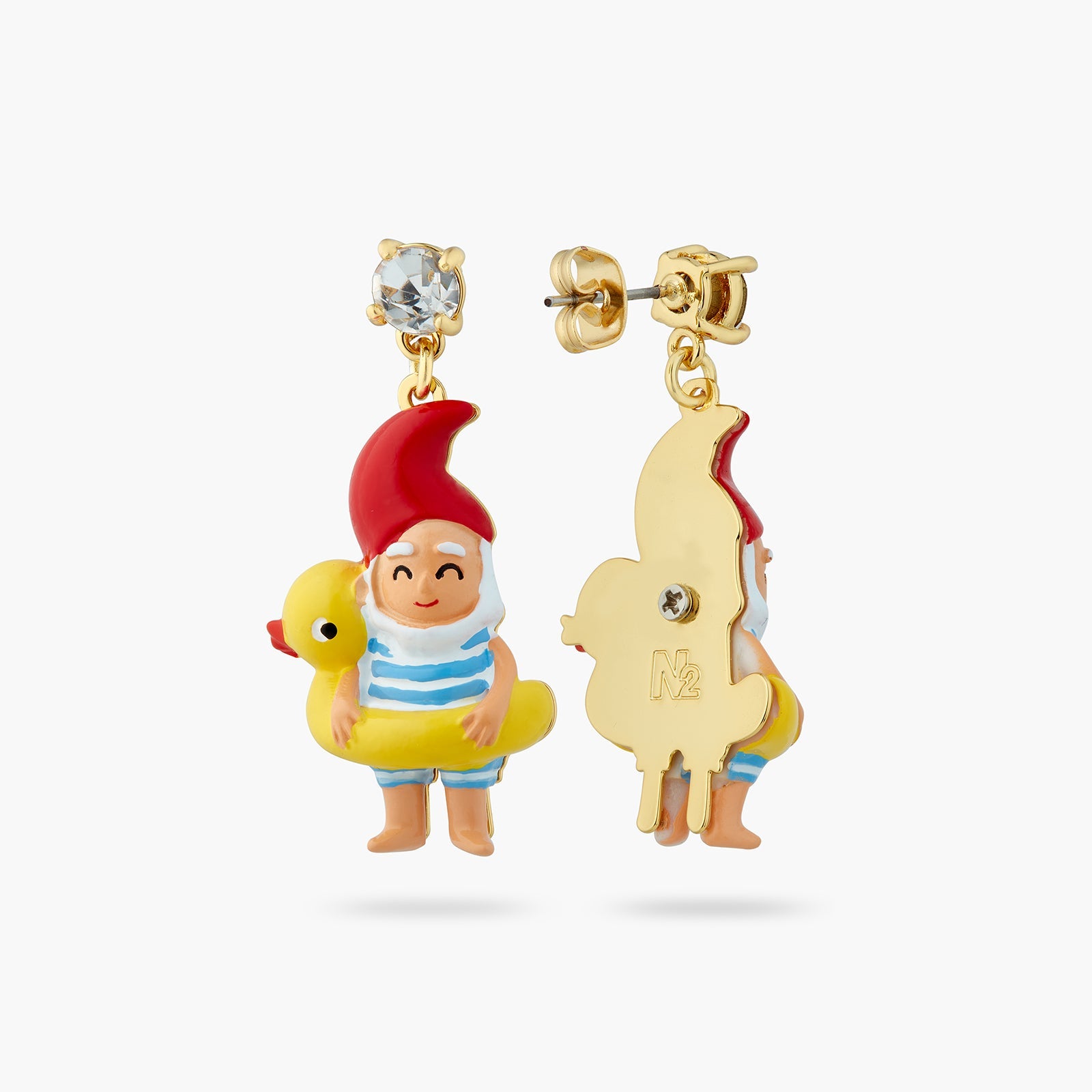 Garden Gnome And Inflatable Duck Ring Earrings | ATCP1011 - Les Nereides