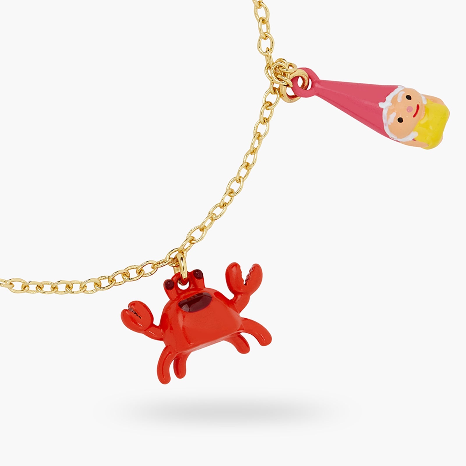 Garden Gnome And Red Crab Charm Bracelet | ATCP2011 - Les Nereides