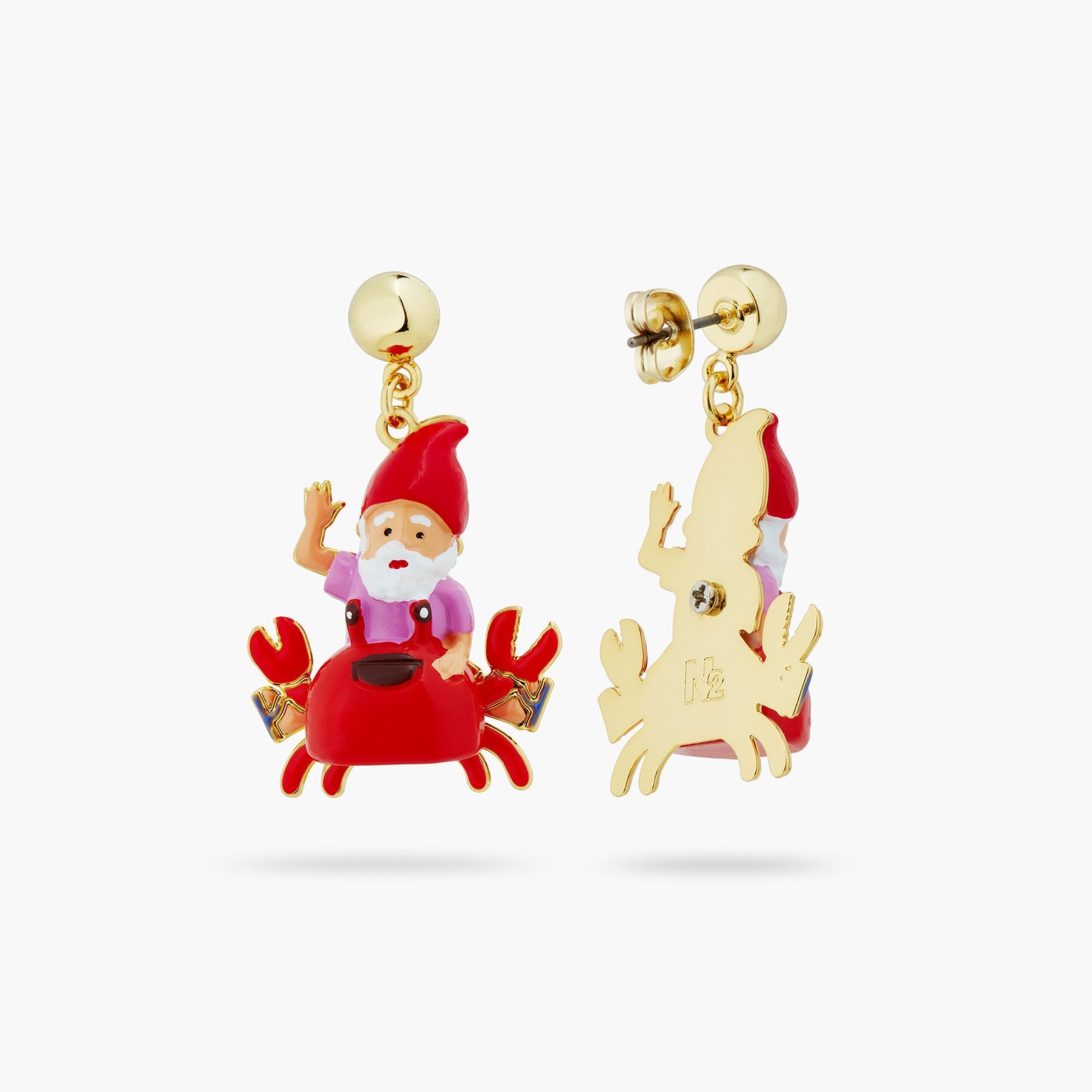 Garden Gnome And Red Crab Earrings | ATCP1051 - Les Nereides
