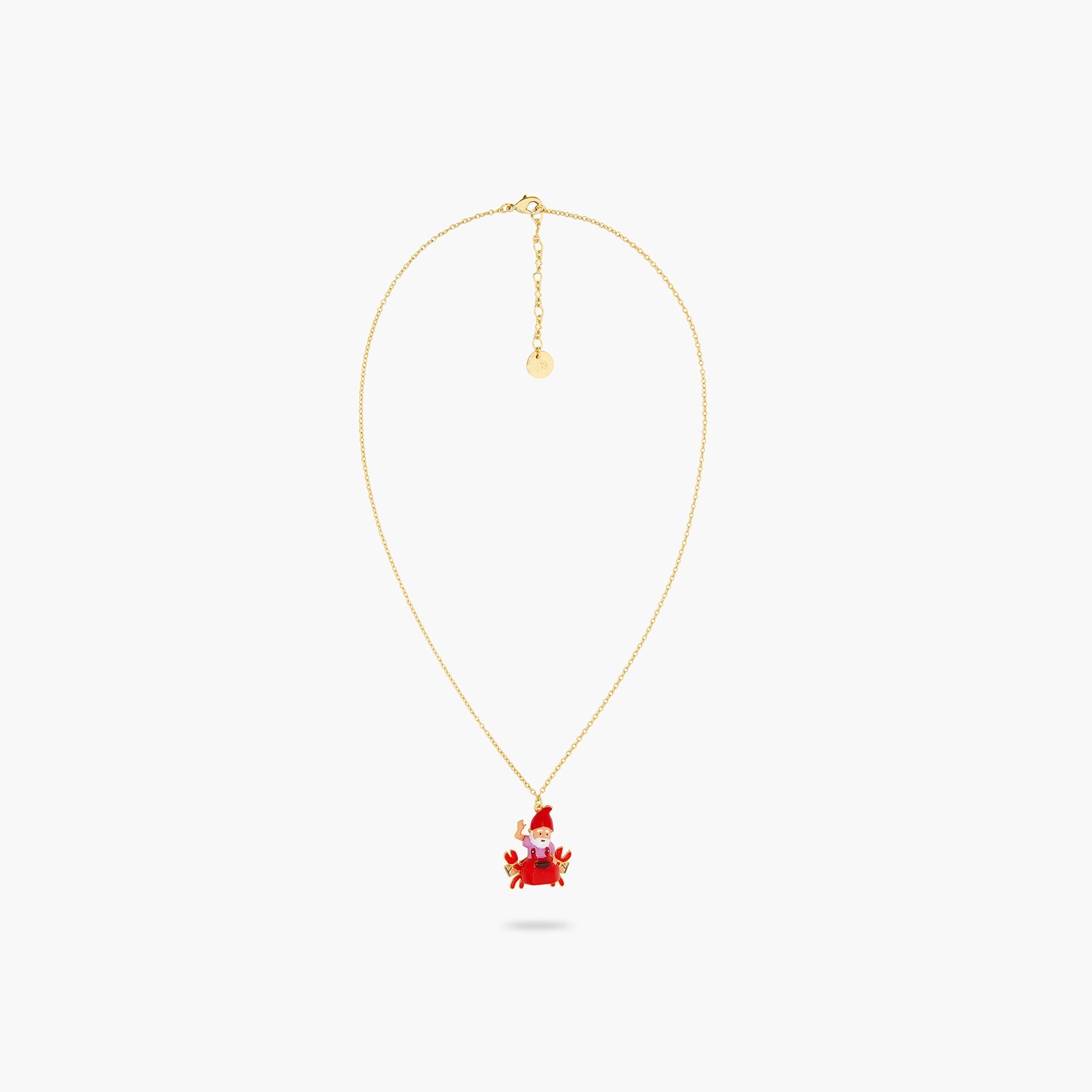 Garden Gnome And Red Crab Pendant Necklace | ATCP3041 - Les Nereides