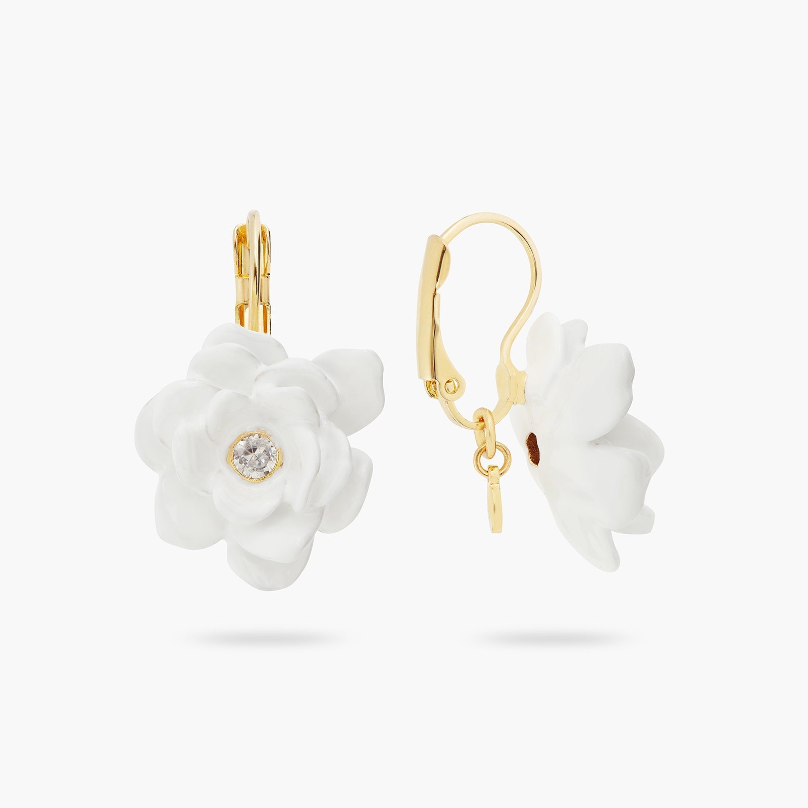 Gardenia And Cut Stone Earrings | ATBP1081 - Les Nereides