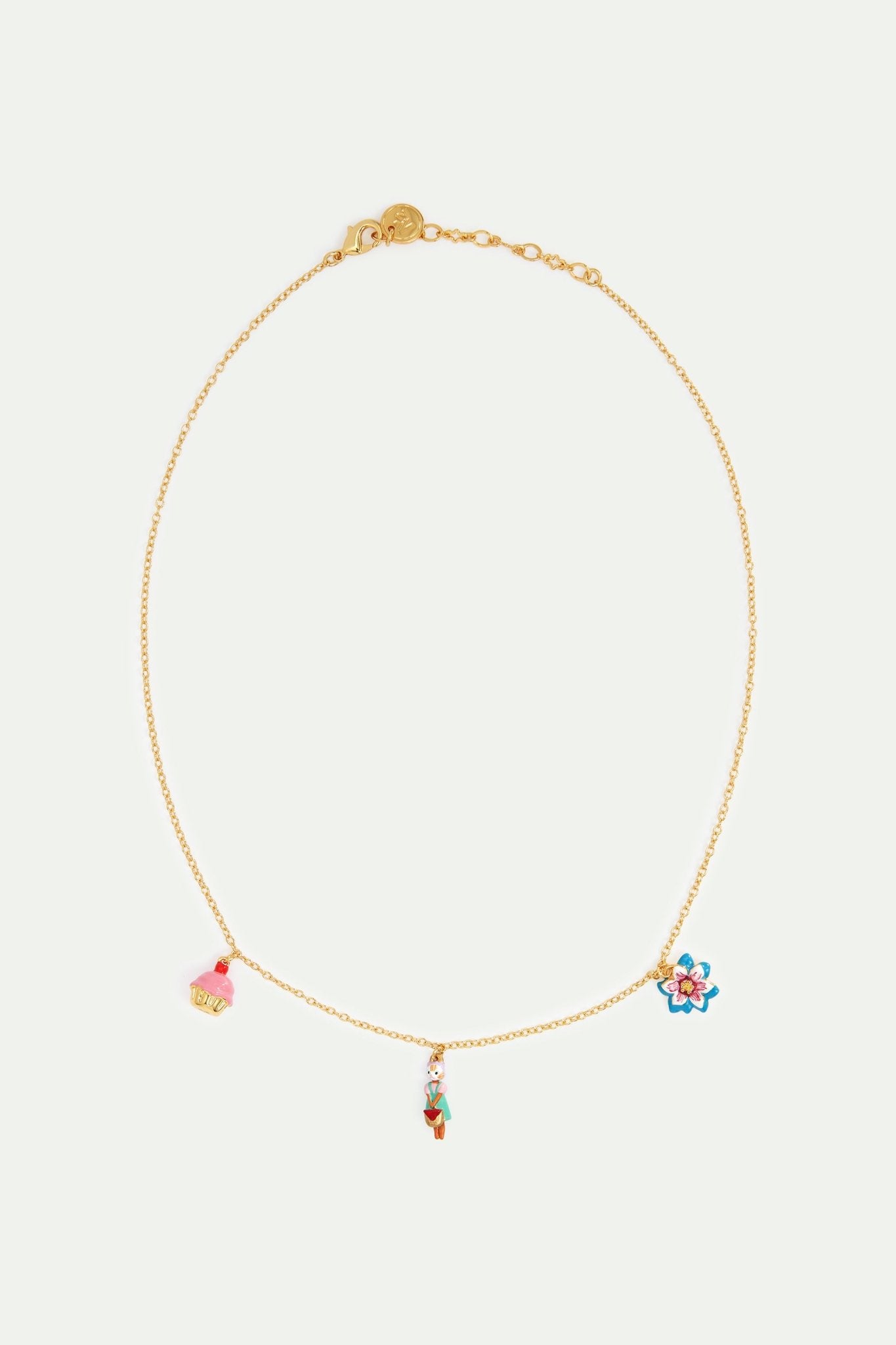 Ginger cat, blue flower and pastry pendant necklace | AVHP3061 - Les Nereides