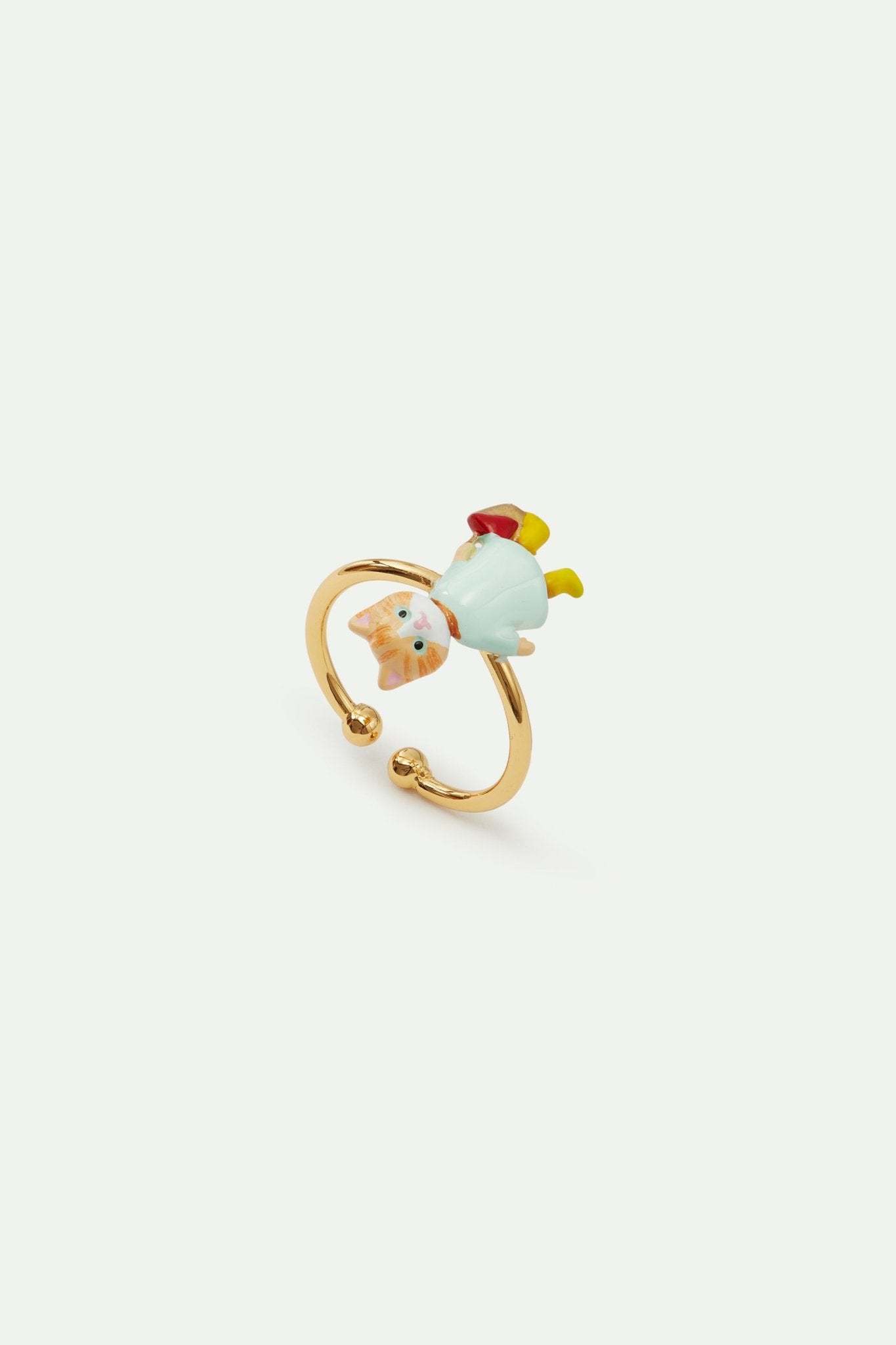 Ginger kitten and picnic bag adjustable ring | AVHP6011 - Les Nereides