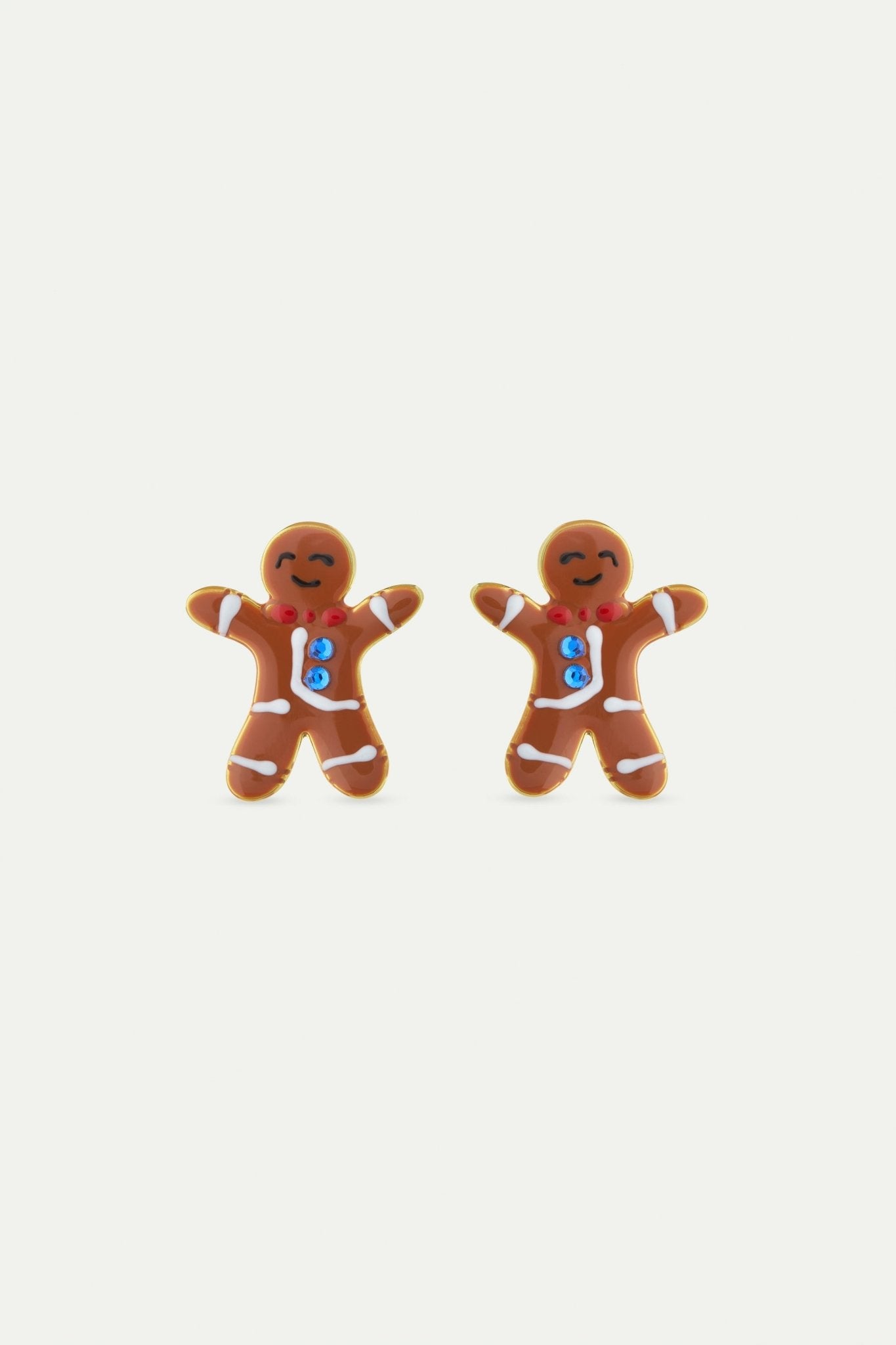 Gingerbread Man And Blue Rhinestone Earrings | AWWI1061 - Les Nereides