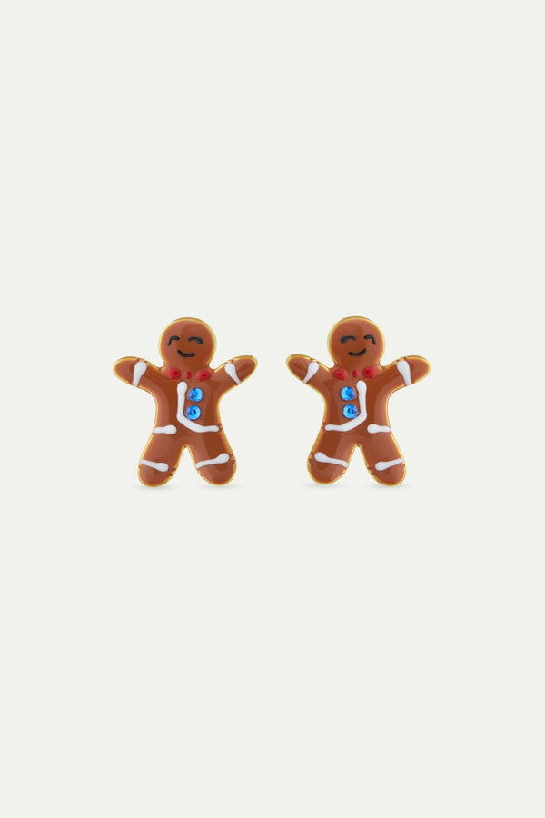 Gingerbread Man And Blue Rhinestone Earrings | AWWI1061 - Les Nereides