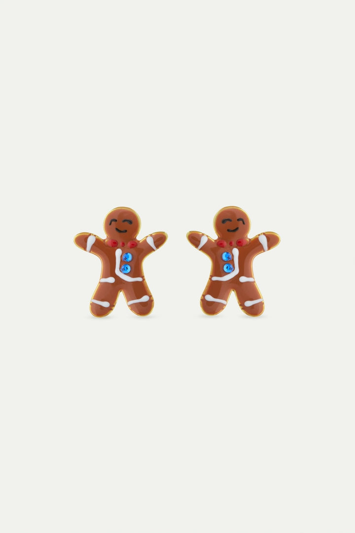 Gingerbread Man And Blue Rhinestone Earrings | AWWI1061 - Les Nereides