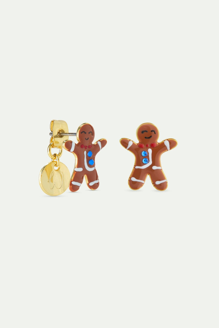 Gingerbread Man And Blue Rhinestone Earrings | AWWI1061 - Les Nereides