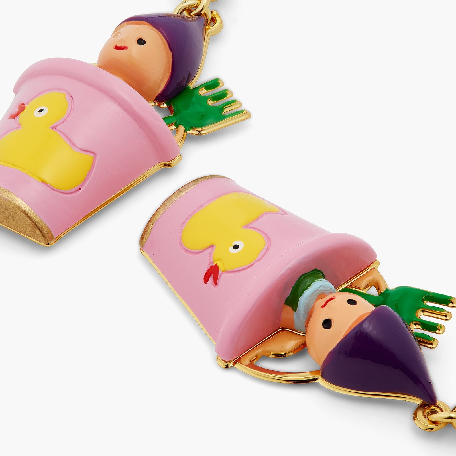 Gnome, Green Rake And Pink Bucket Earrings | ATCP1031 - Les Nereides