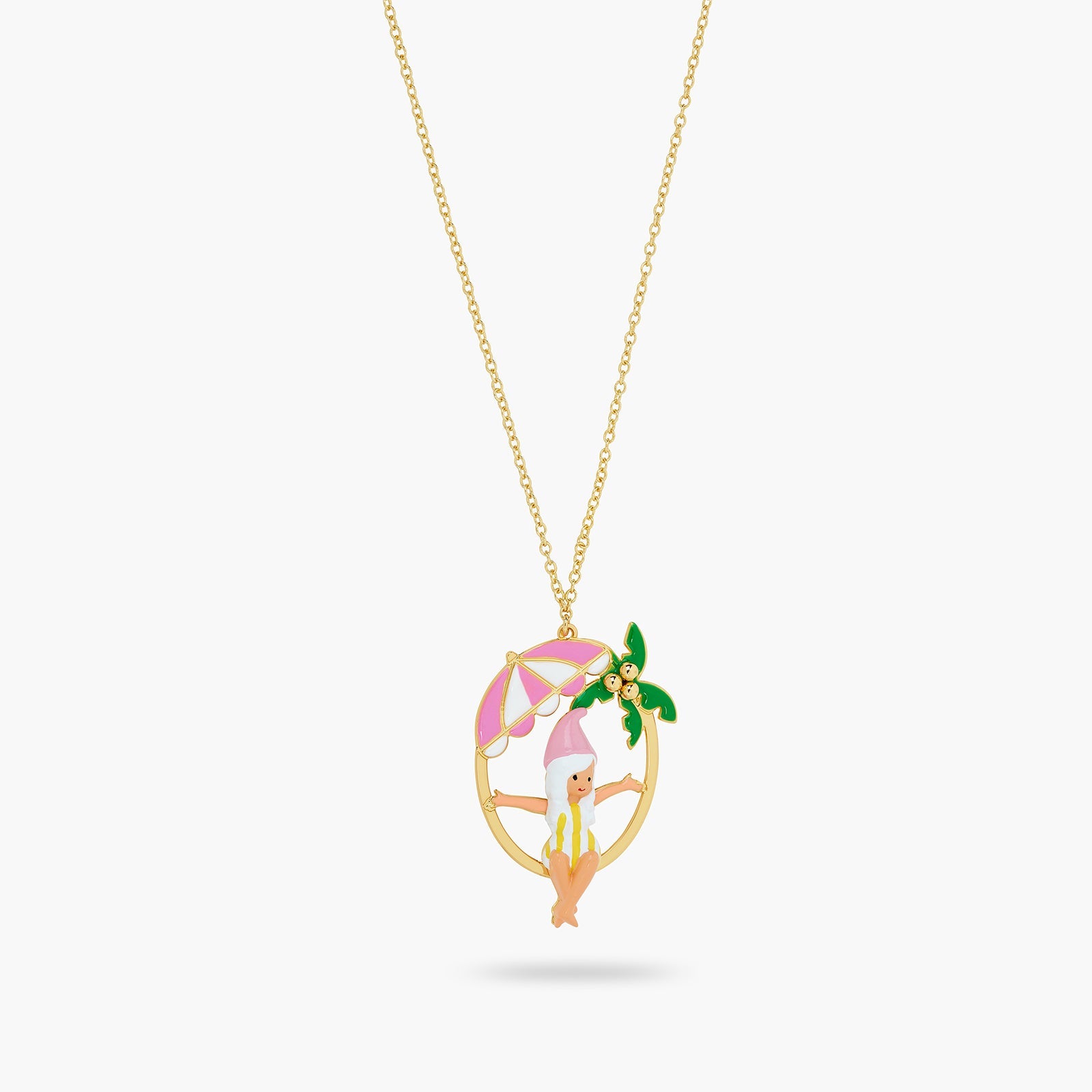 Gnome, Parasol And Palm Tree Pendant Necklace | ATCP3091 - Les Nereides