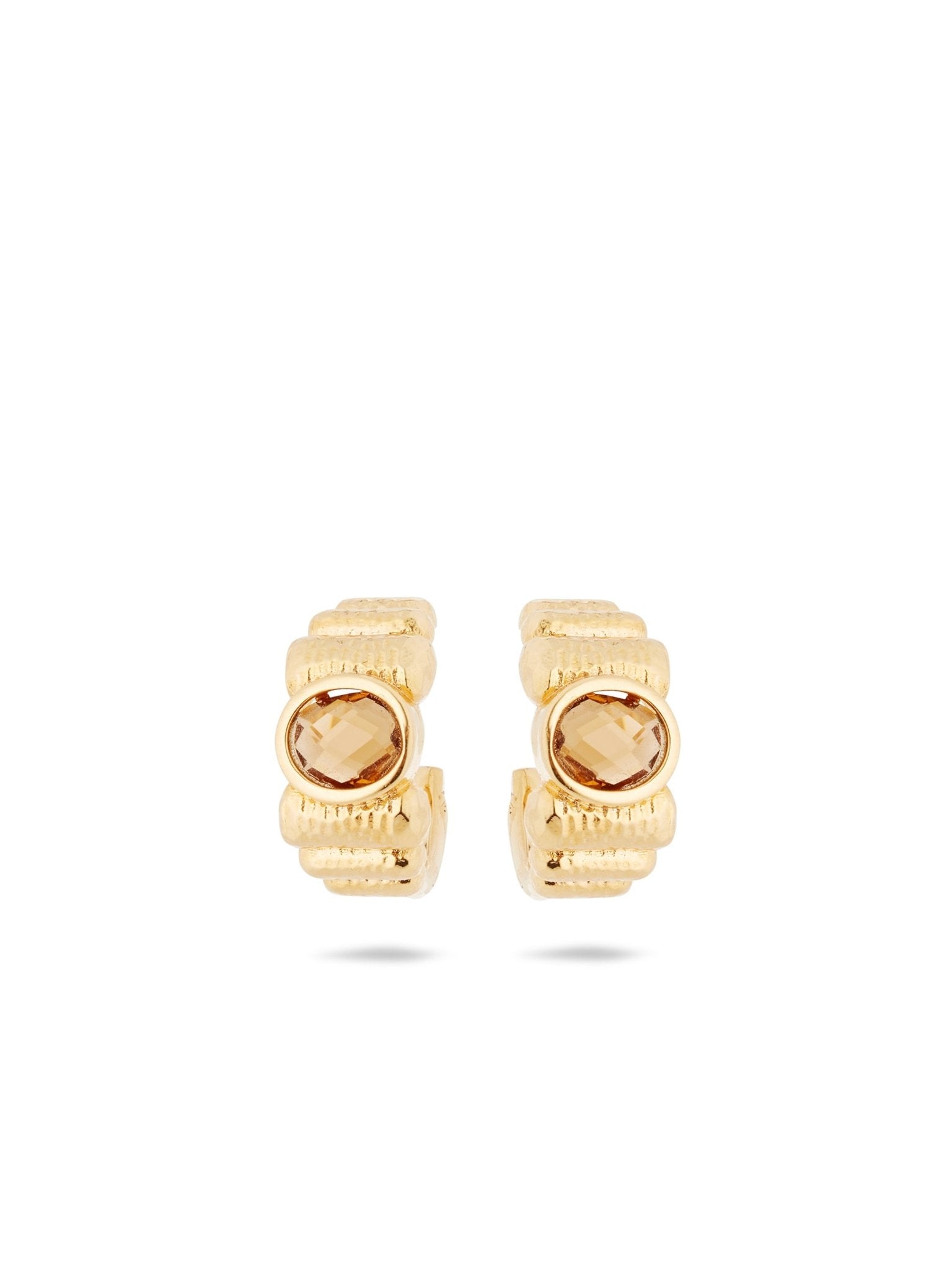 Gold And Wavy Hoop Earrings | AUNB1021 - Les Nereides