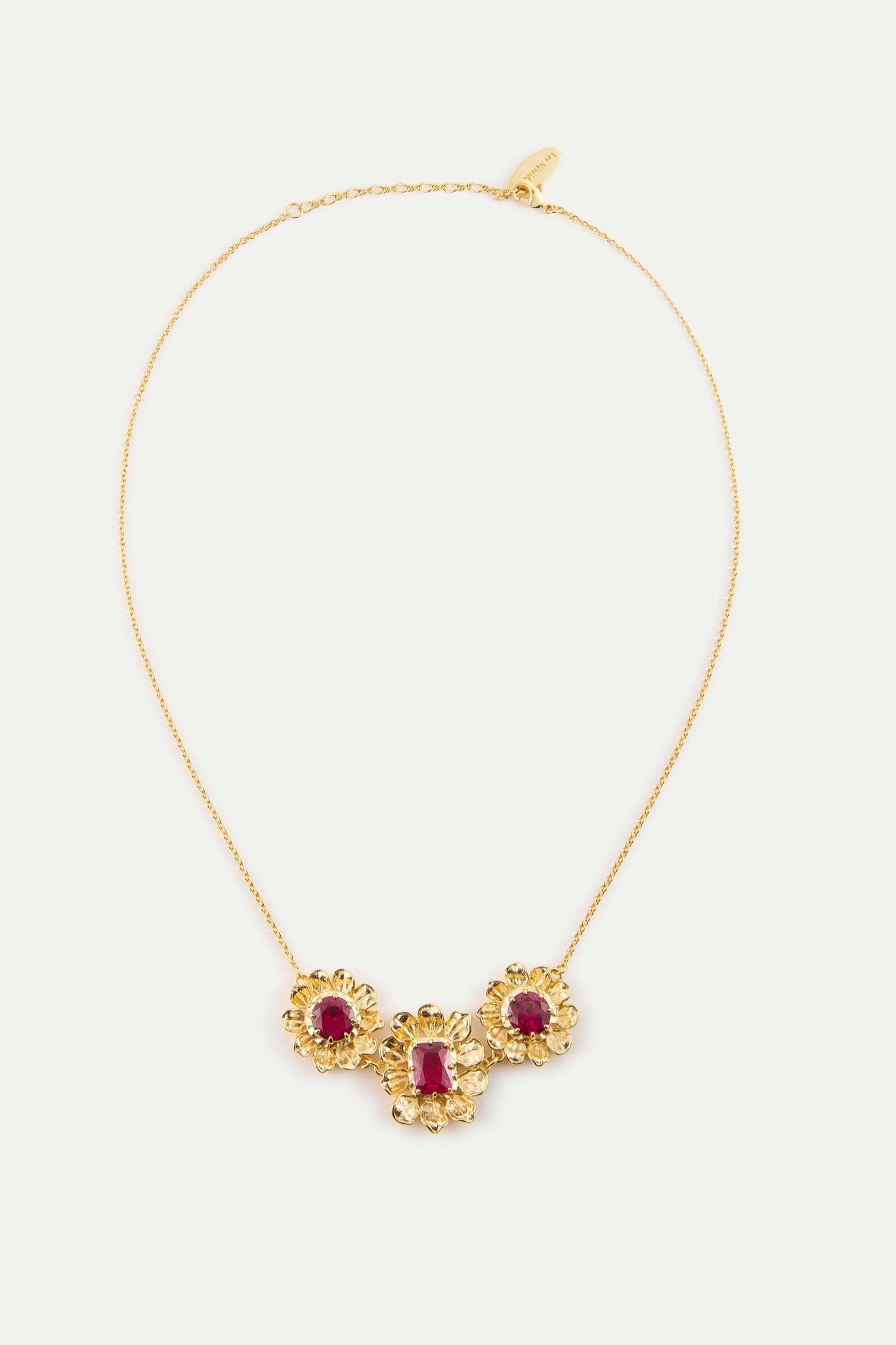 Gold Anemone Statement Necklace With Pink Stones | AYOP3011 - Les Nereides