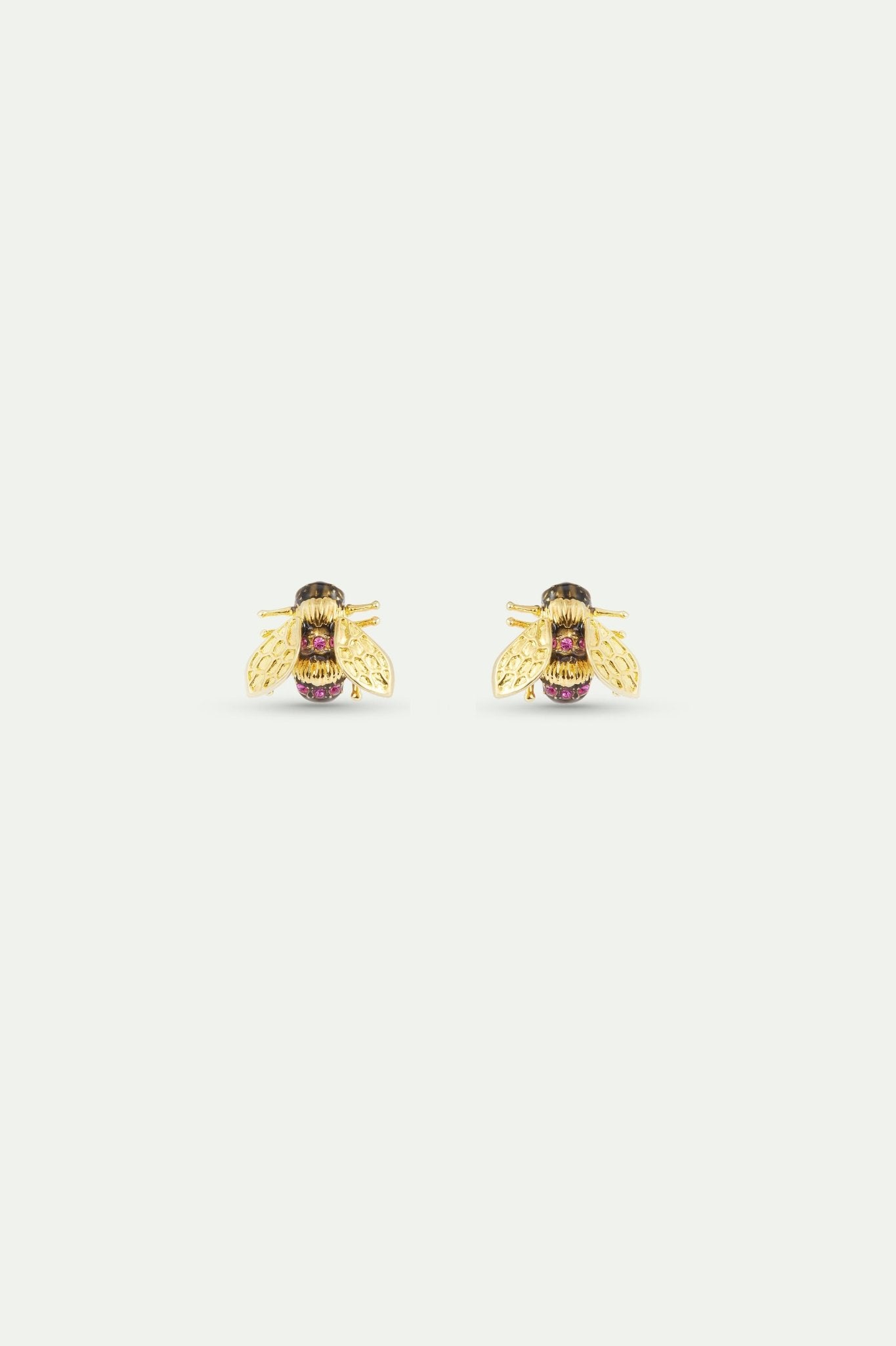Gold Bee And Pink Stone Earrings | AXAM1061 - Les Nereides