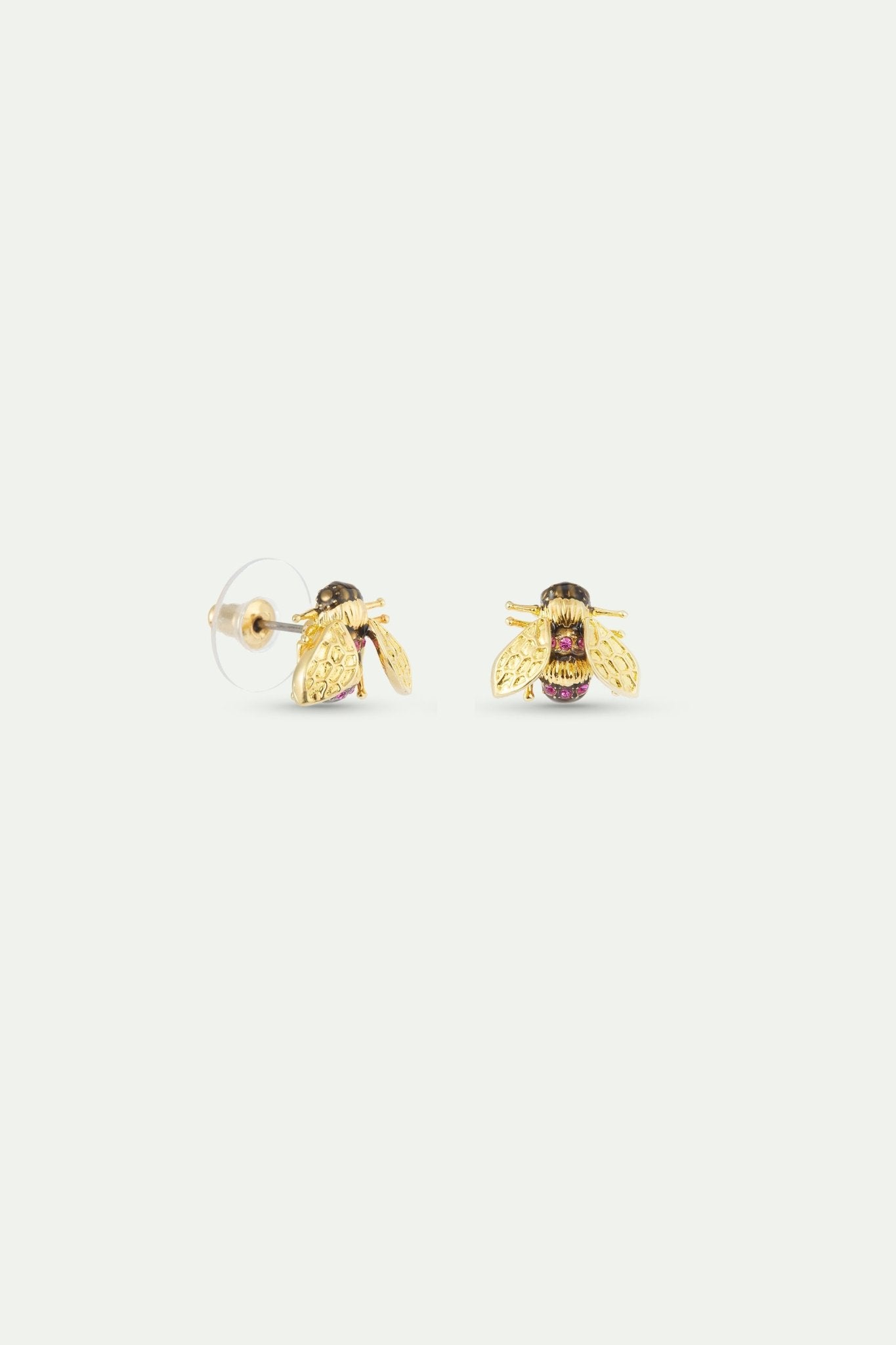 Gold Bee And Pink Stone Earrings | AXAM1061 - Les Nereides