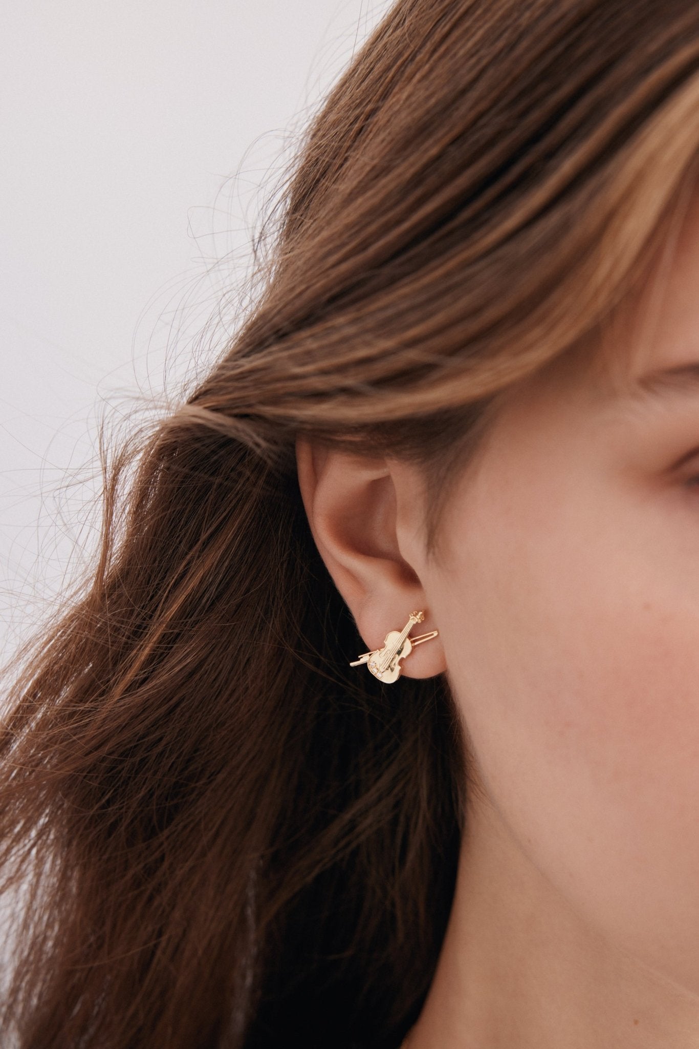 Gold Cello Earrings | AXOP1051 - Les Nereides