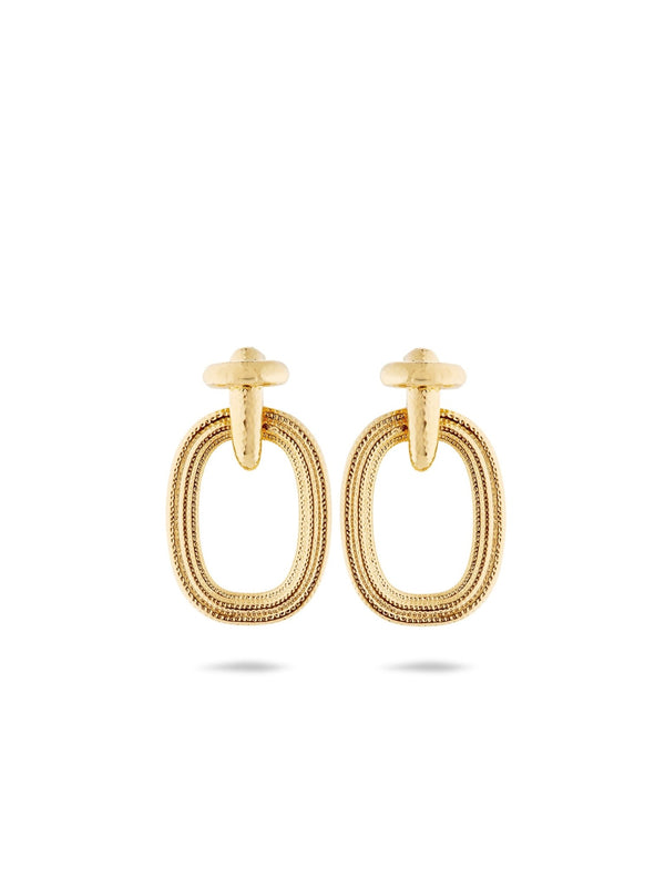 Gold Duo Of Textures Earrings | AUNB1031 - Les Nereides