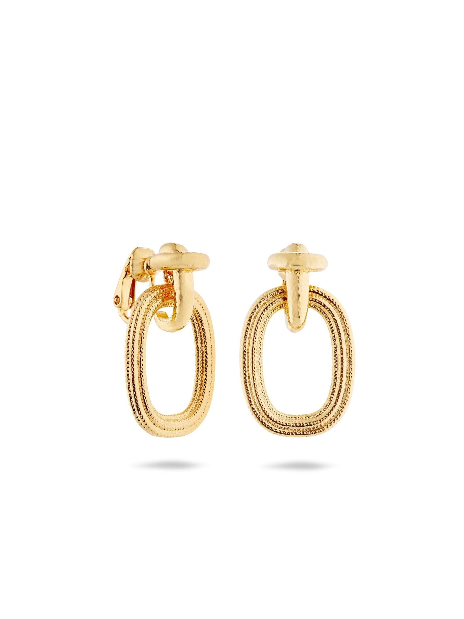 Gold Duo Of Textures Earrings | AUNB1031 - Les Nereides