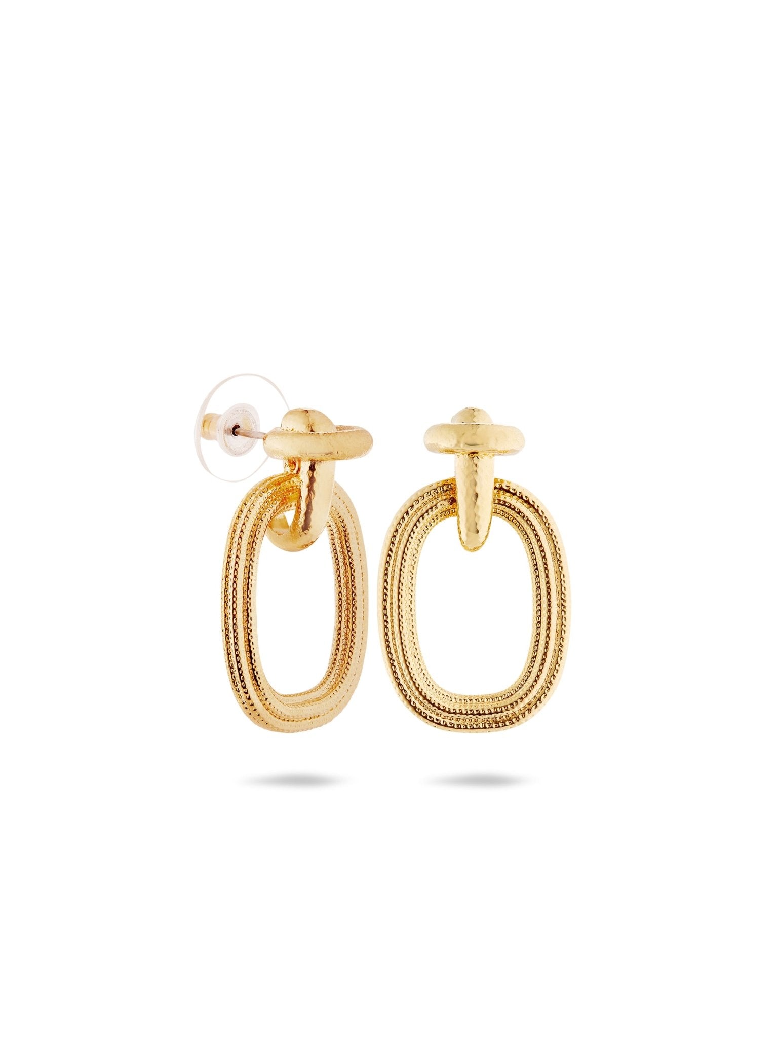 Gold Duo Of Textures Earrings | AUNB1031 - Les Nereides