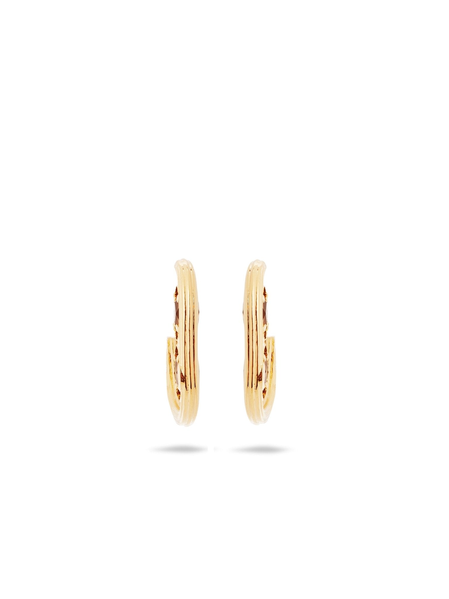 Gold Hoop Earrings And Faceted Crystal | AUNB1011 - Les Nereides