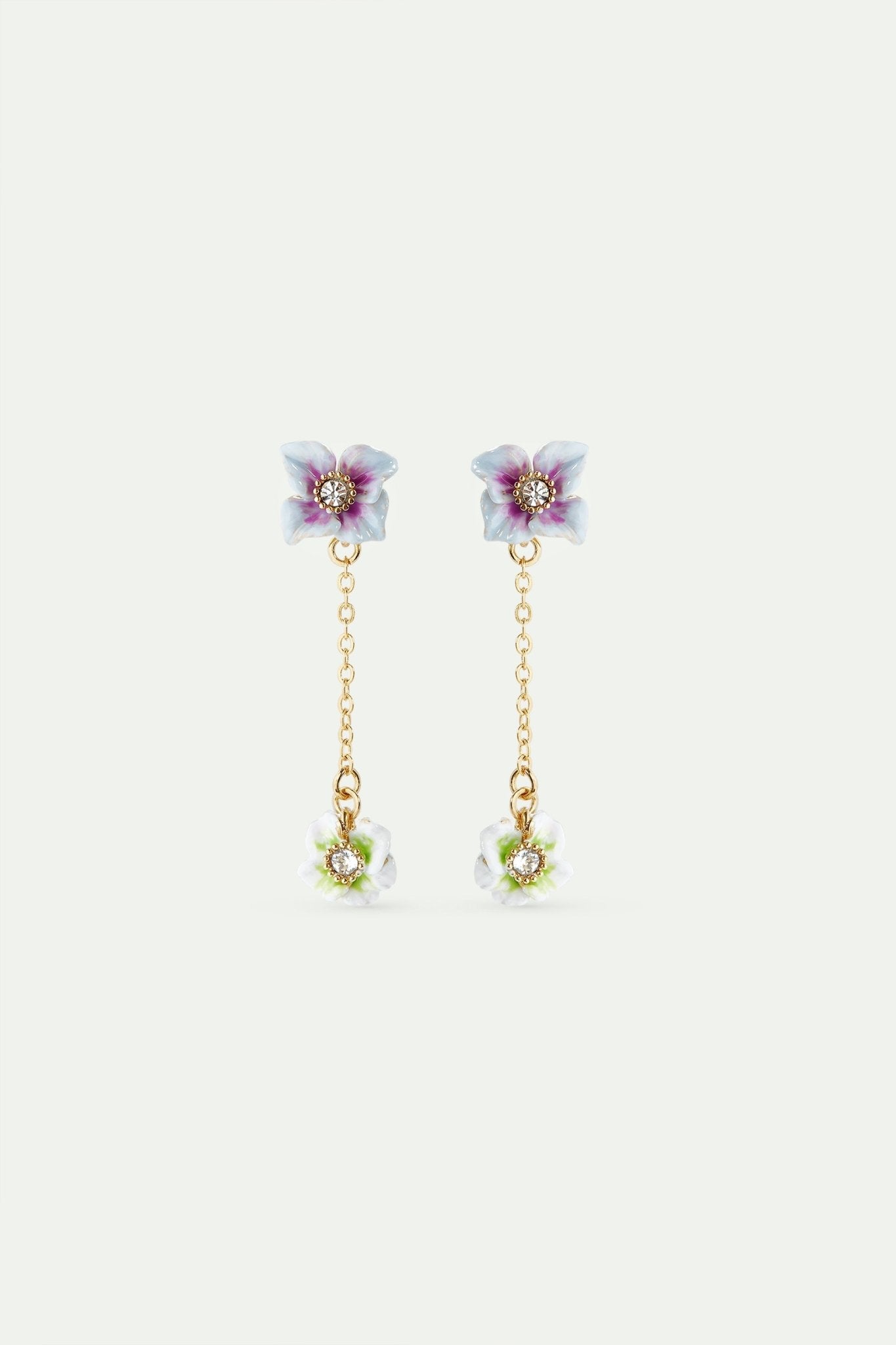 Gold hydrangea flowers dangle earrings | AVJH1081 - Les Nereides