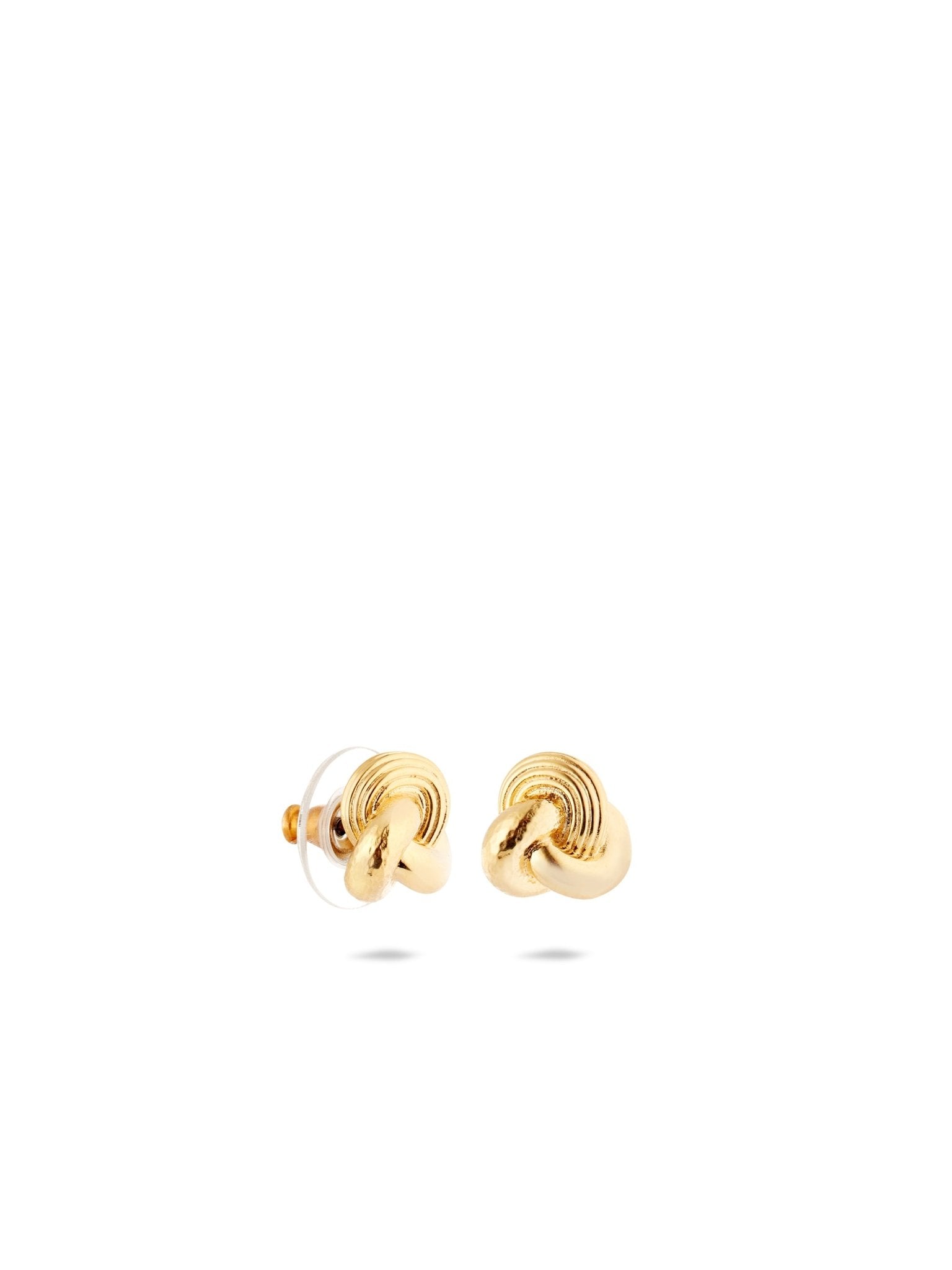 Gold Knot And Trio Of Textures Earrings | AUNB1071 - Les Nereides