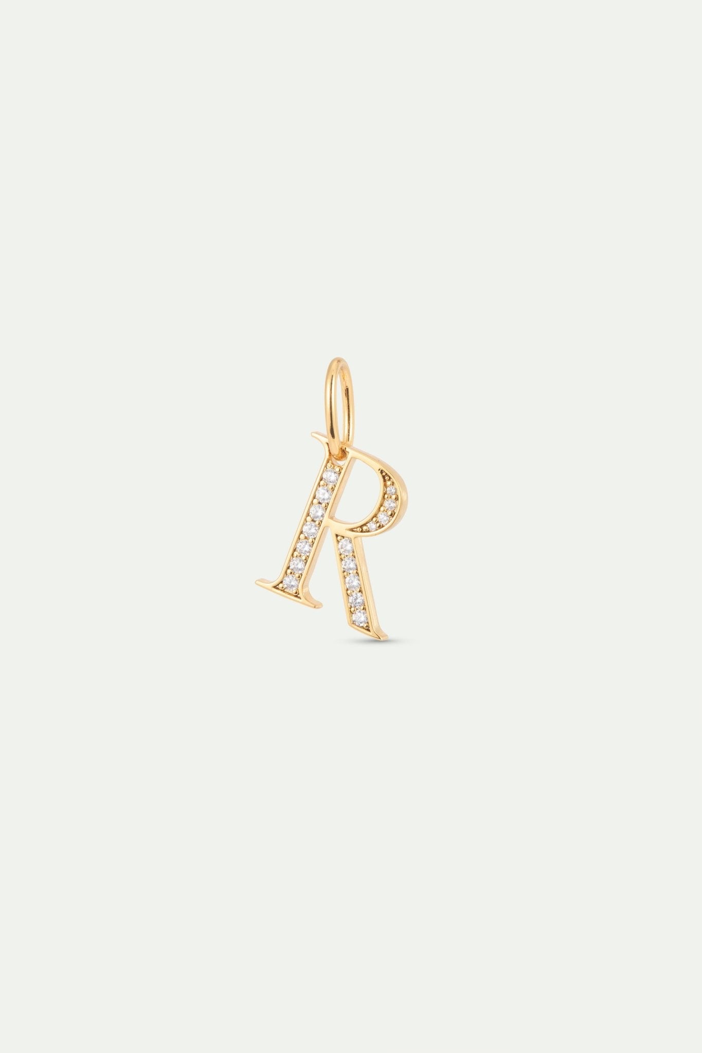 Gold Letter R Pendant With Crystals | AYAB4181 - Les Nereides Paris