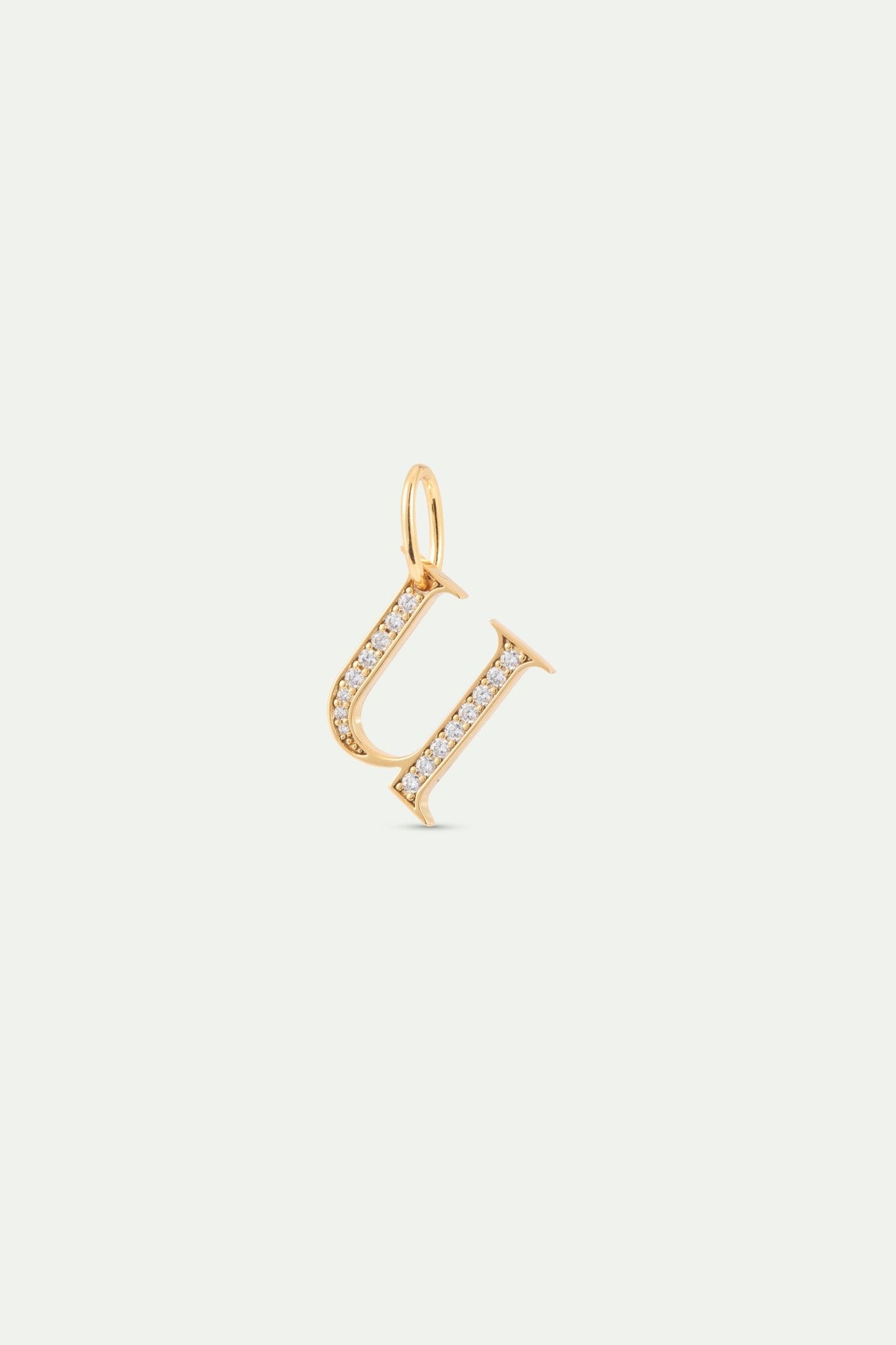 Gold Letter U Pendant With Crystals | AYAB4211 - Les Nereides Paris