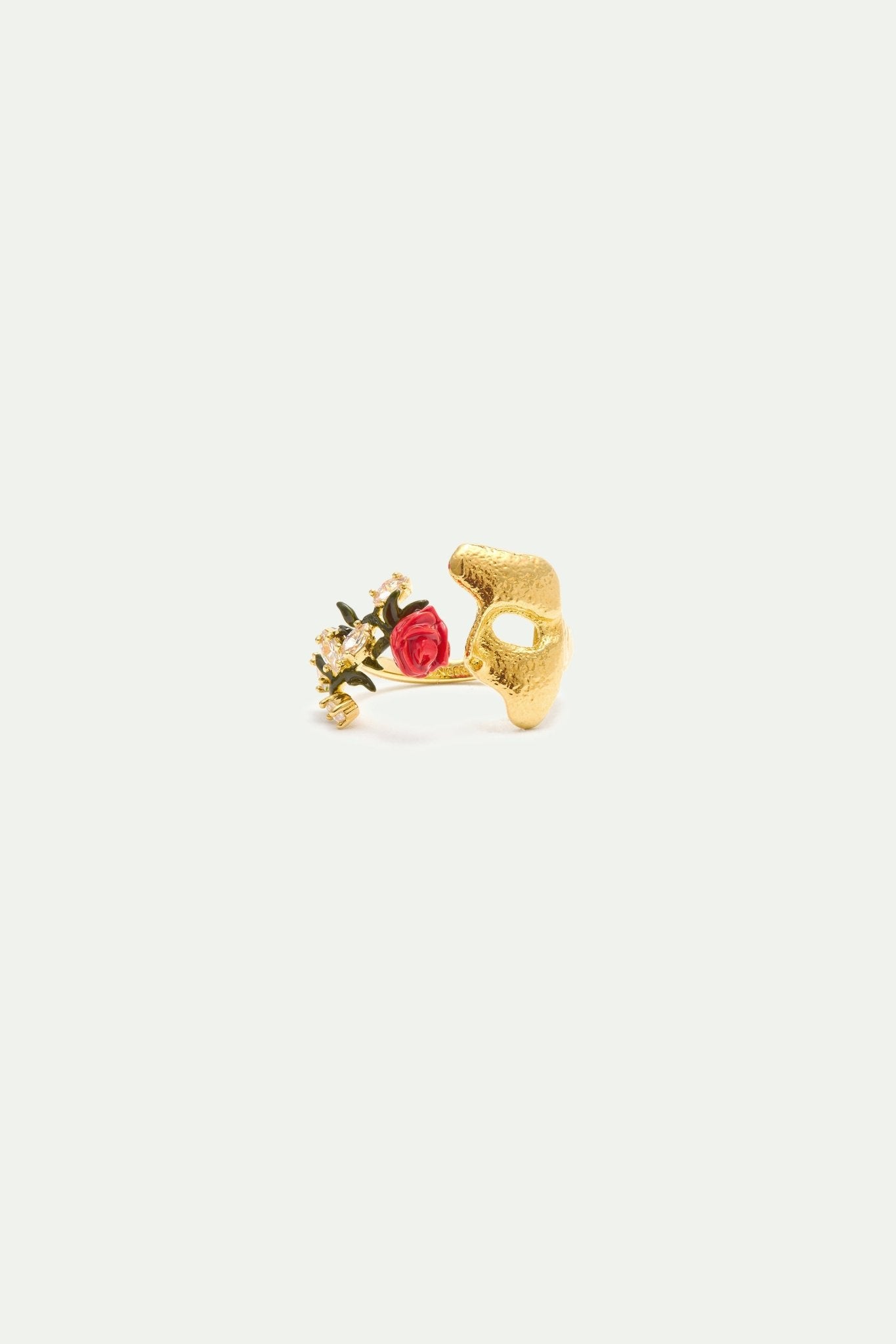 Gold Mask, Rose And Crystal Adjustable Ring | AXOP6011 - Les Nereides