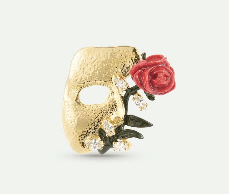 Gold Mask, Rose And Crystal Brooch | AXOP5011 - Les Nereides