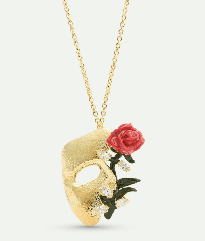 Gold Mask, Rose And Crystal Pendant Necklace | AXOP3011 - Les Nereides