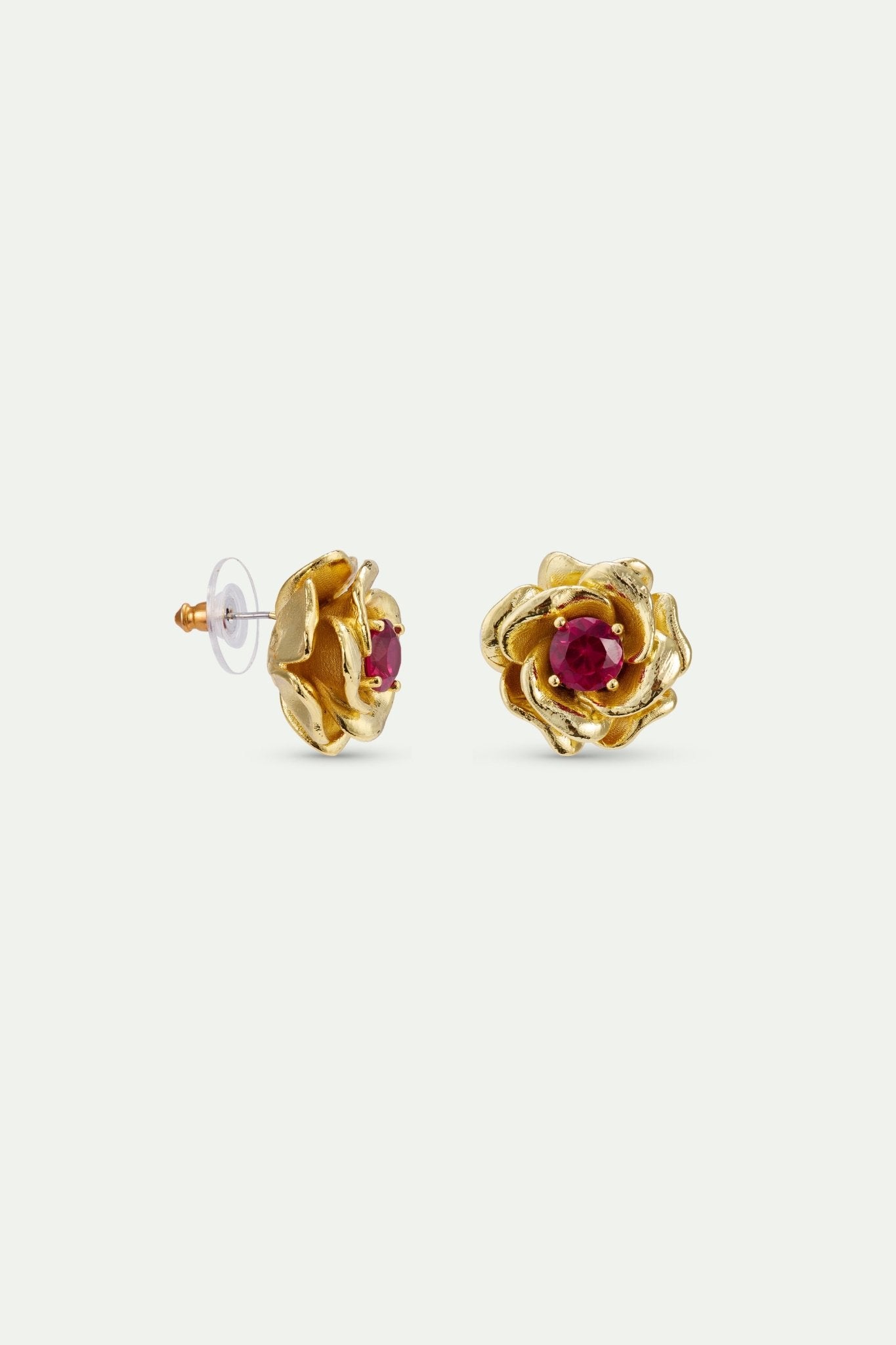 Gold Mona Lisa Roses And Pink Stone Earrings | AXRF1011 - Les Nereides