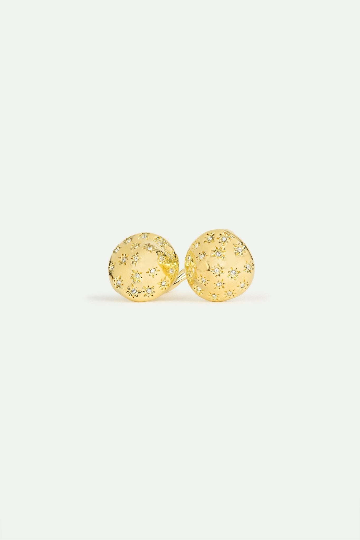 Gold Mushroom And Faceted Crystals Adjustable Ring | AWBB6051 - Les Nereides