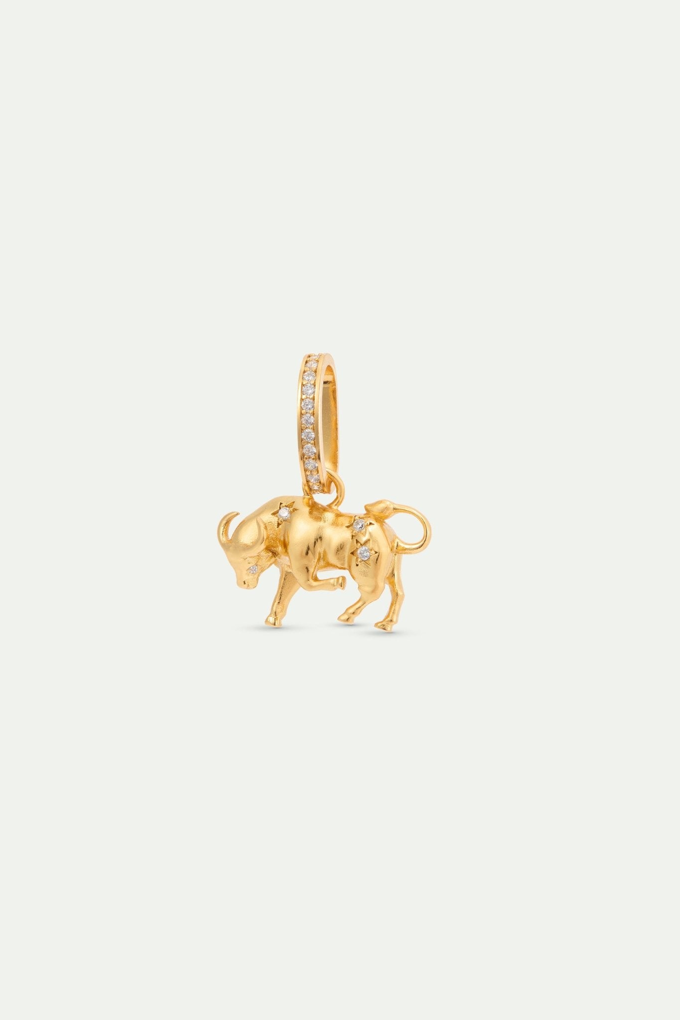 Gold Ox Pendant With Crystals, Perseverance And Strength | AYAC4021 - Les Nereides Paris