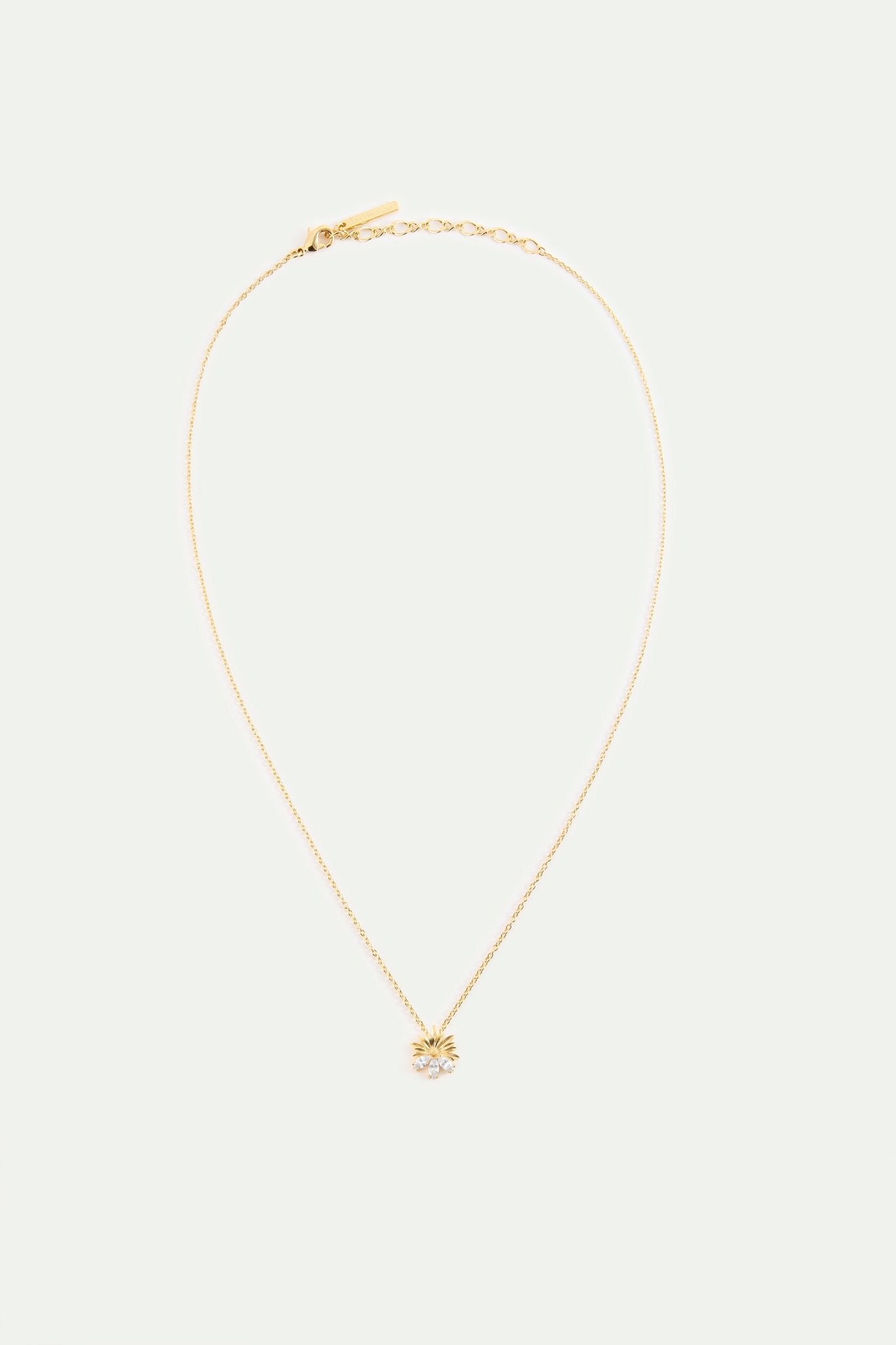 Gold Pendant Necklace With Daisies and White Stones | AYNF3031 - Les Nereides