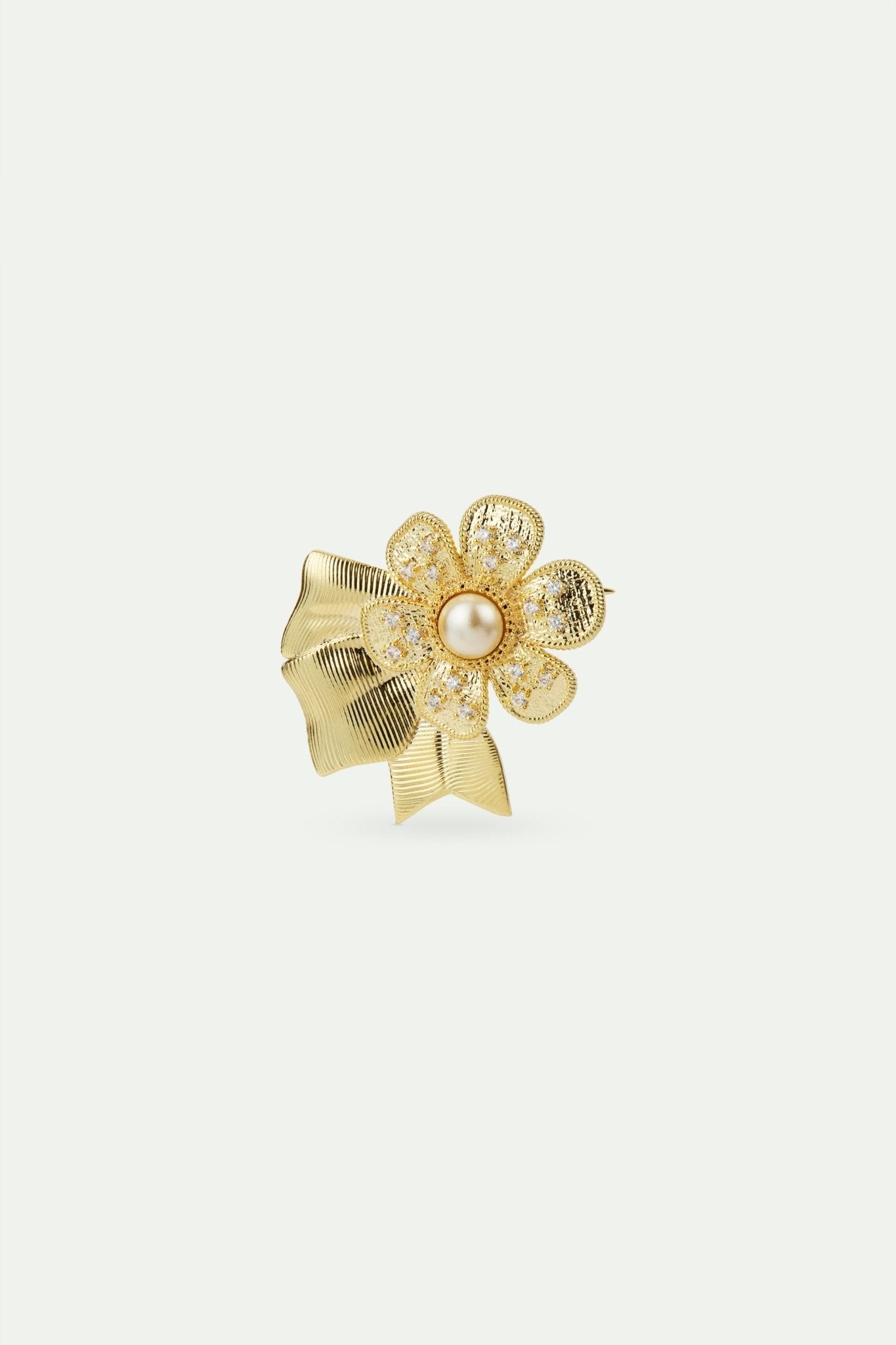 Gold - Plated Brass Flower Brooch And Artificial Pearl | AVTH5011 - Les Nereides
