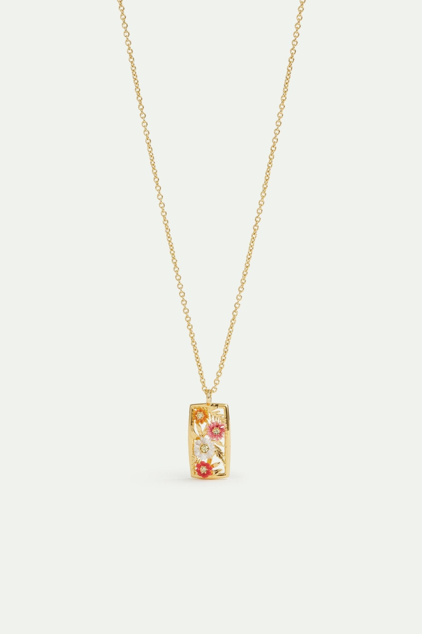 Gold - plated openwork pendant necklace with zinnias | AVJC3061 - Les Nereides