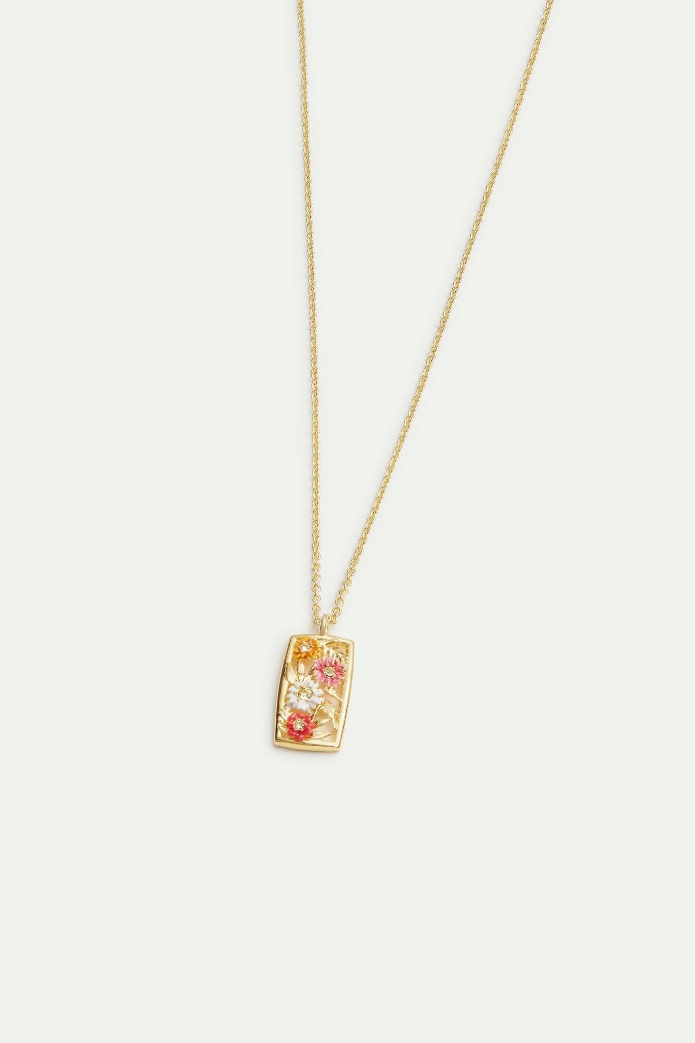 Gold - plated openwork pendant necklace with zinnias | AVJC3061 - Les Nereides
