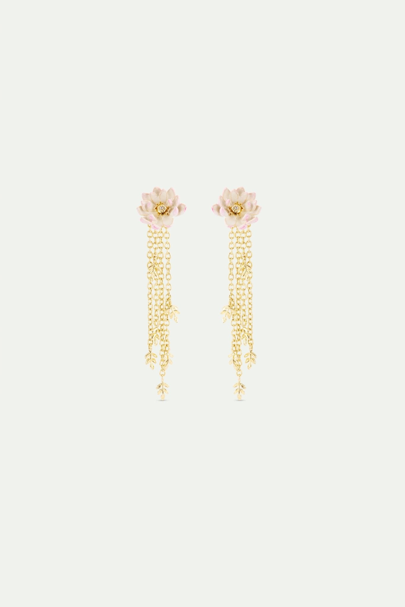 Gold - Plated Pink Water Lily Dangle Earrings | AXON1041 - Les Nereides